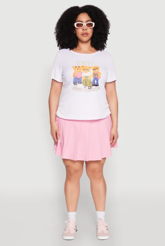 Plus Size Rib Knit No New Friends Graphic Tee sold by Rainbow