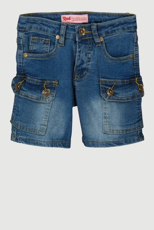 Girls Denim Cargo Shorts sold by Rainbow