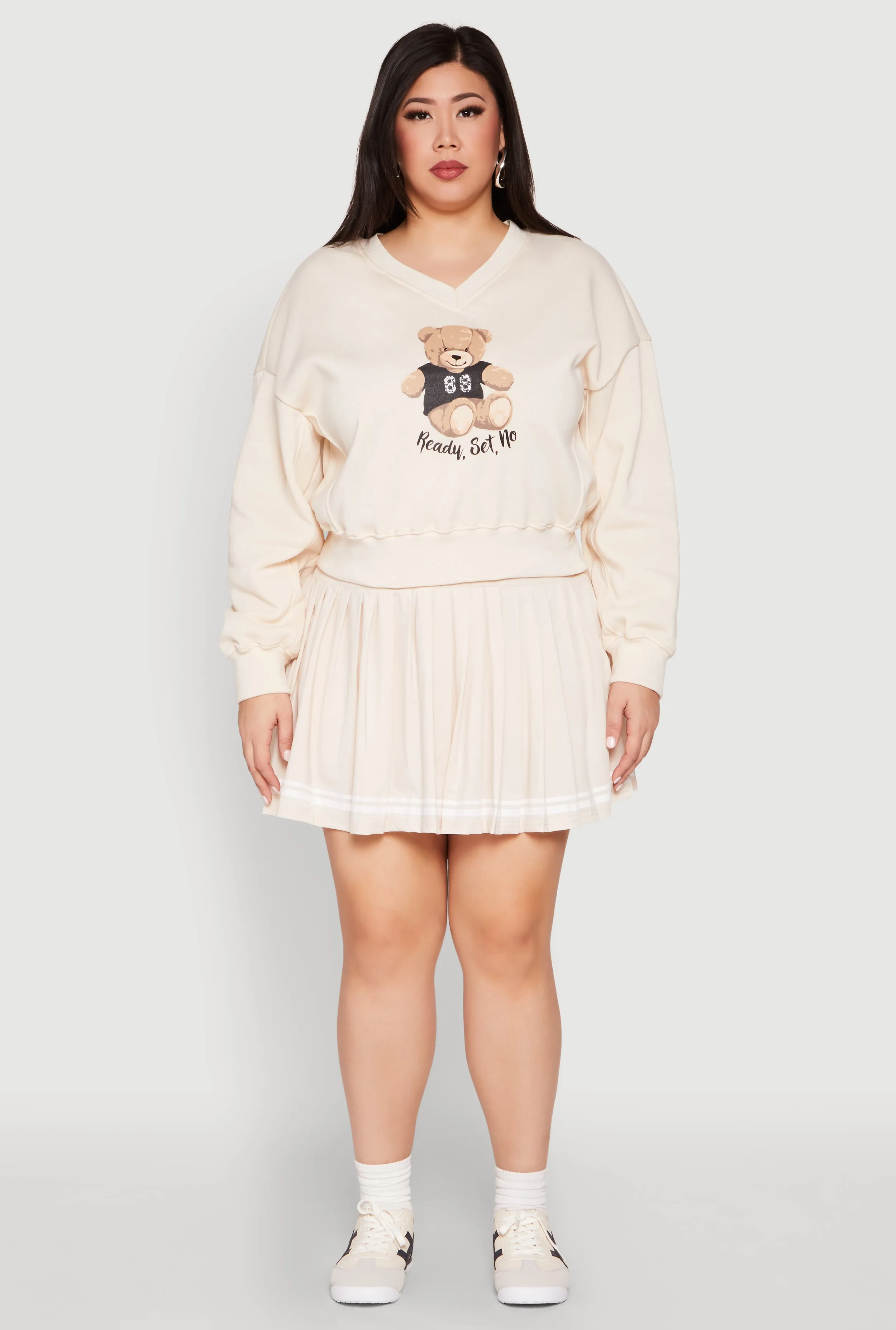 Plus Size Varsity Stripe Detail Tennis Skort sold by Rainbow