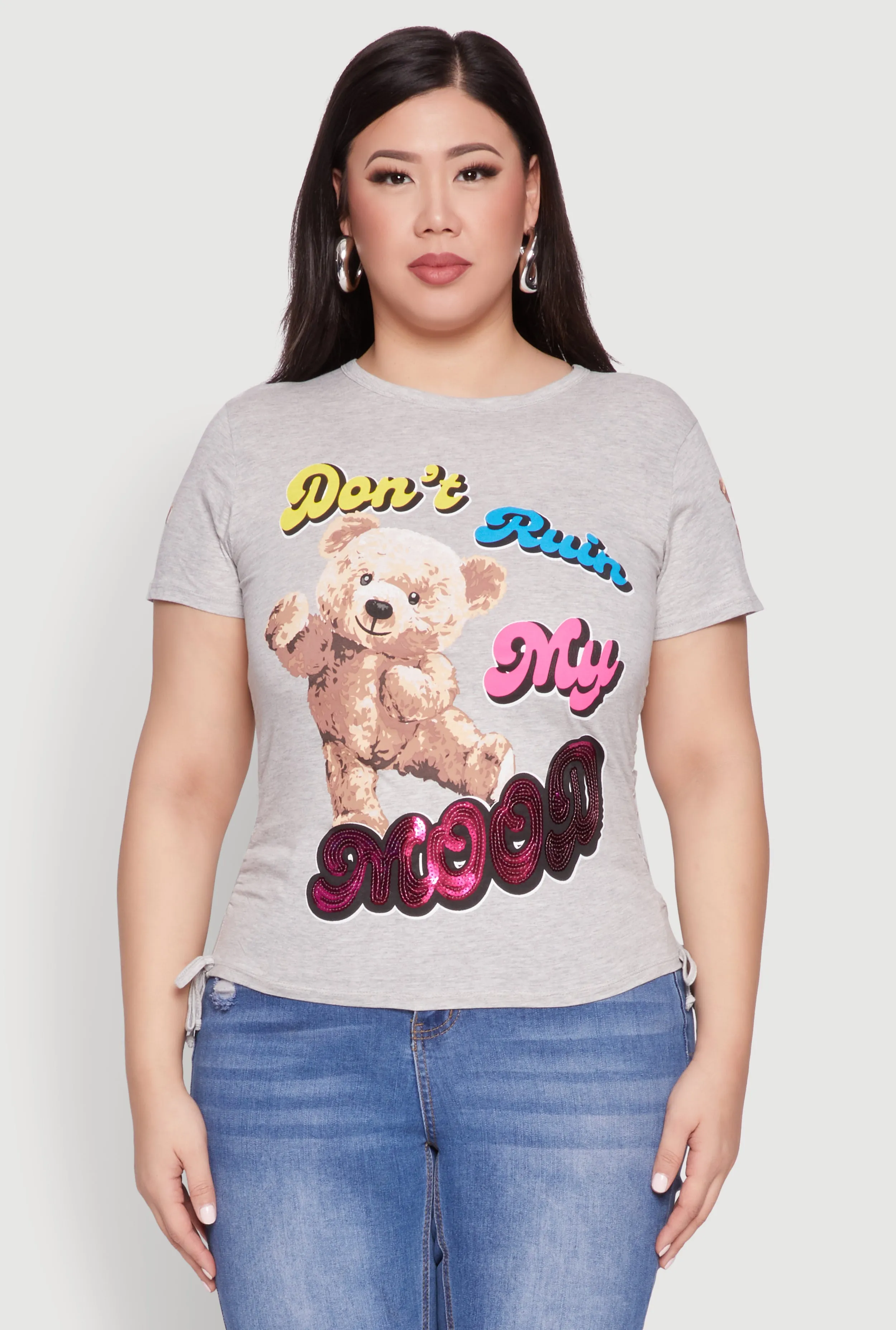 Plus Size Dont Ruin My Mood Sequin Graphic Tee sold by Rainbow product image thumbnail 2