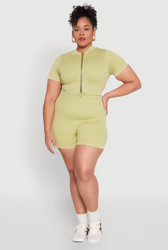 Plus Size Daisy Mineral Wash Seamless Bike Shorts sold by Rainbow