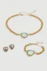 Cubic Zirconia Heart Charm Necklace and Bracelet with Stud Earrings sold by Rainbow
