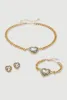 Cubic Zirconia Heart Charm Necklace and Bracelet with Stud Earrings sold by Rainbow