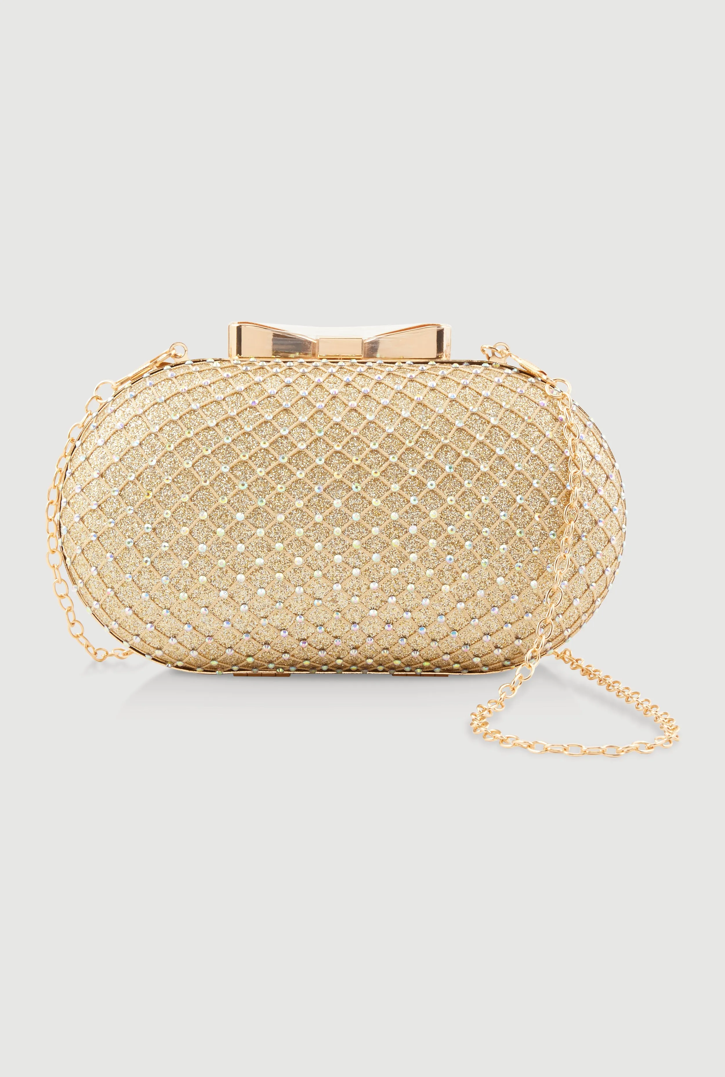 Metallic Rhinestone Oval Clutch Bag sold by Rainbow