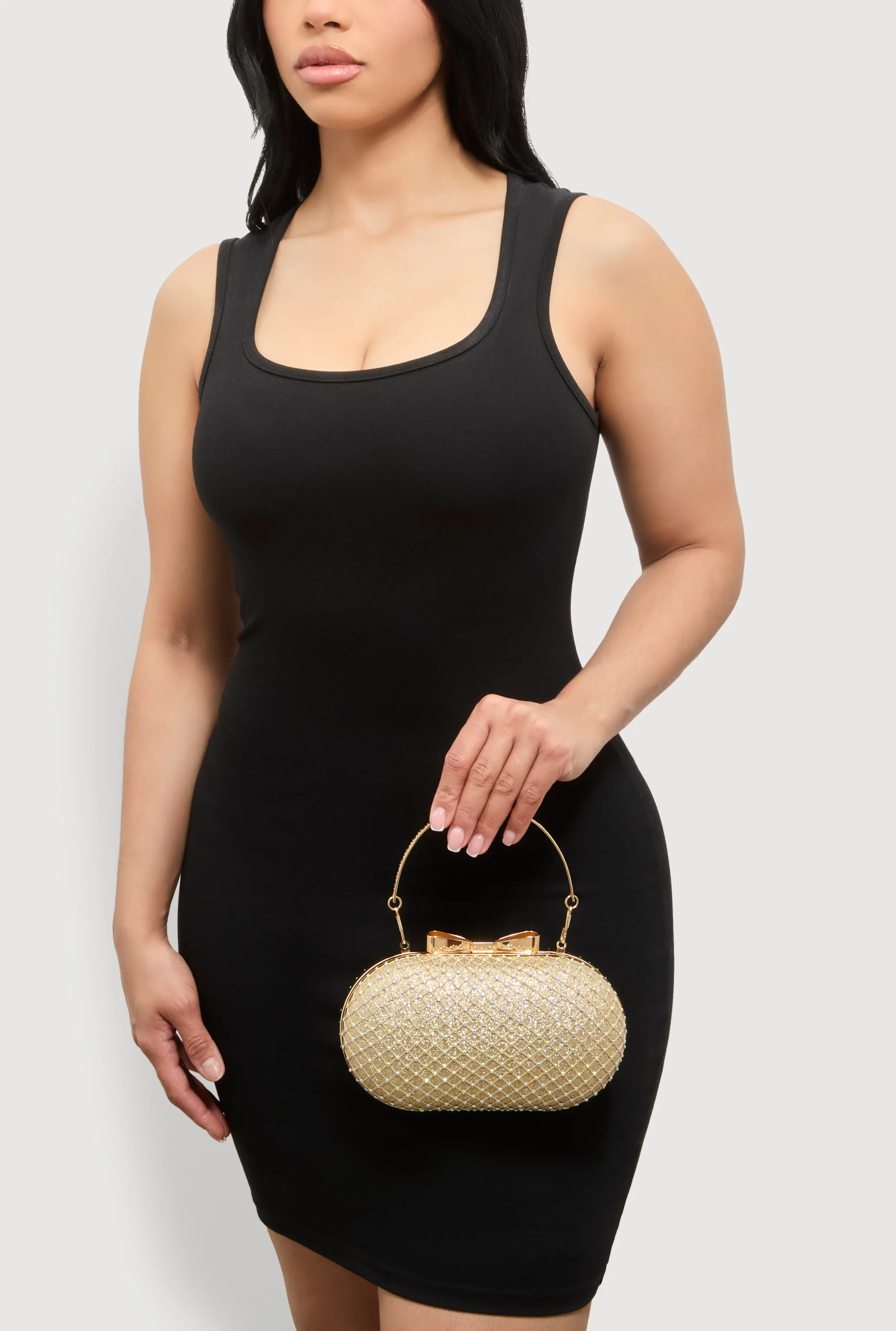 Metallic Rhinestone Oval Clutch Bag sold by Rainbow product image thumbnail 2