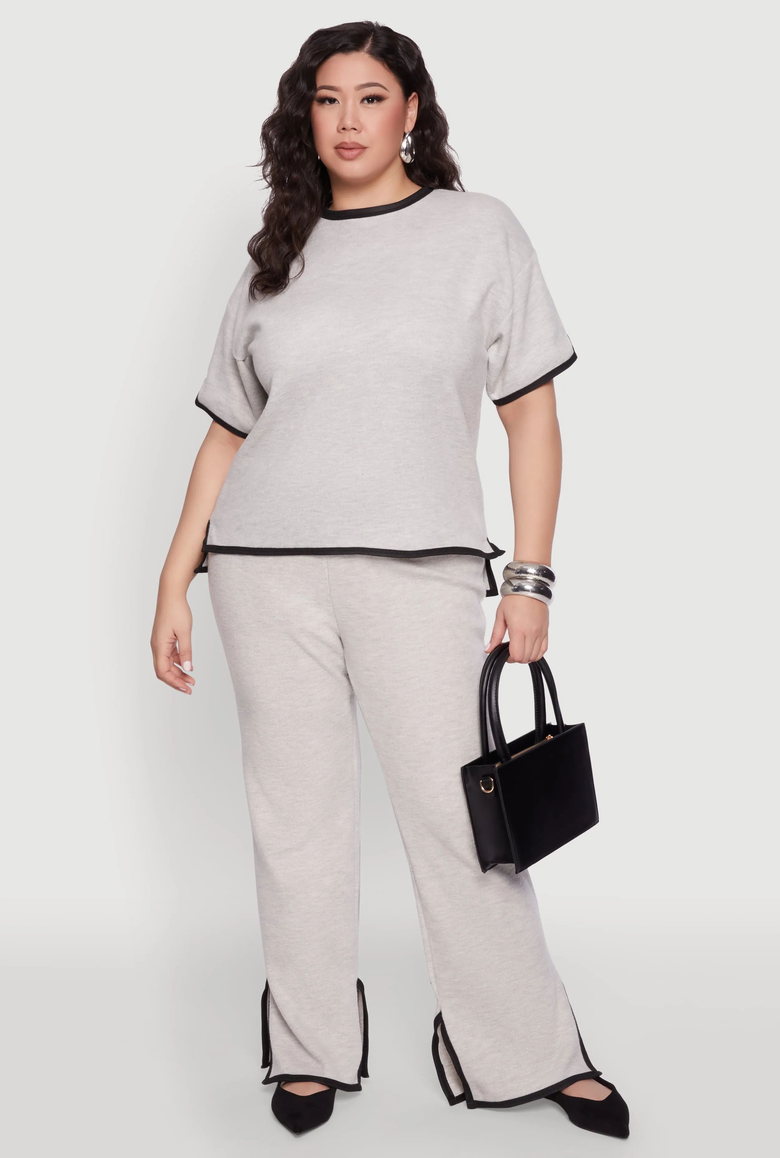 Plus Size Contrast Trim Brushed Knit Top sold by Rainbow product image thumbnail 3