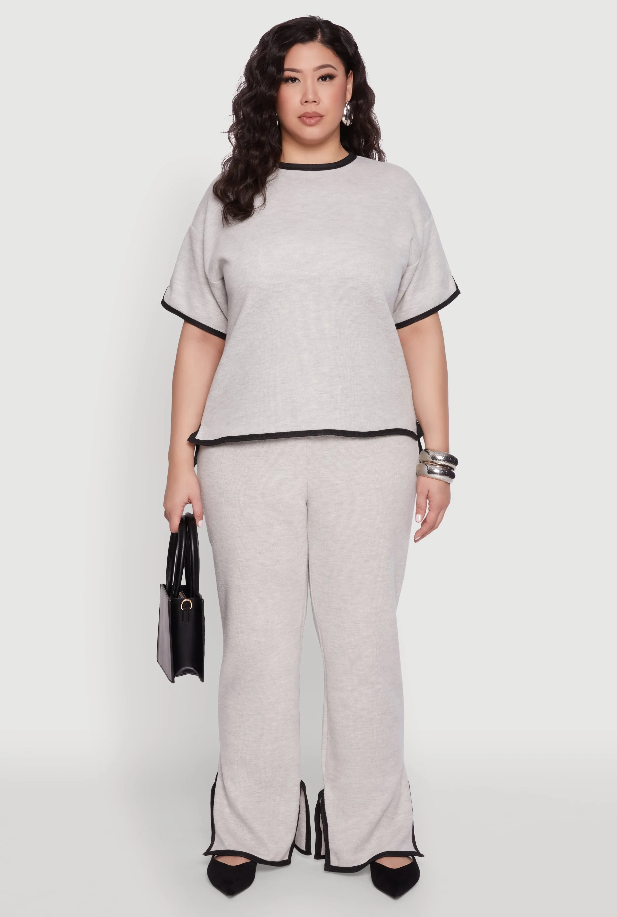 Plus Size Contrast Trim Brushed Knit Top sold by Rainbow product image thumbnail 2