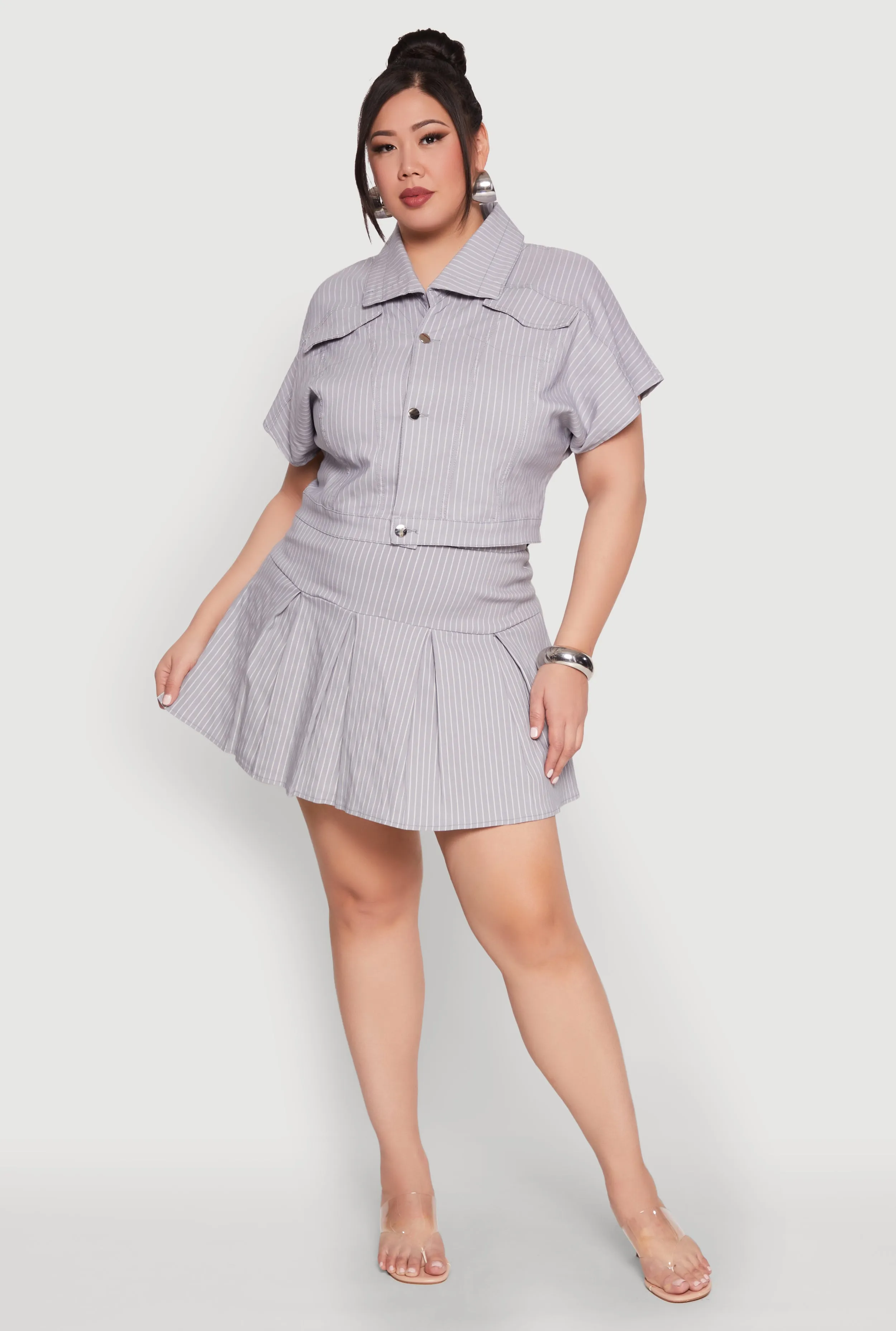 Plus Size Pinstripe Pleated Skirt sold by Rainbow product image thumbnail 2