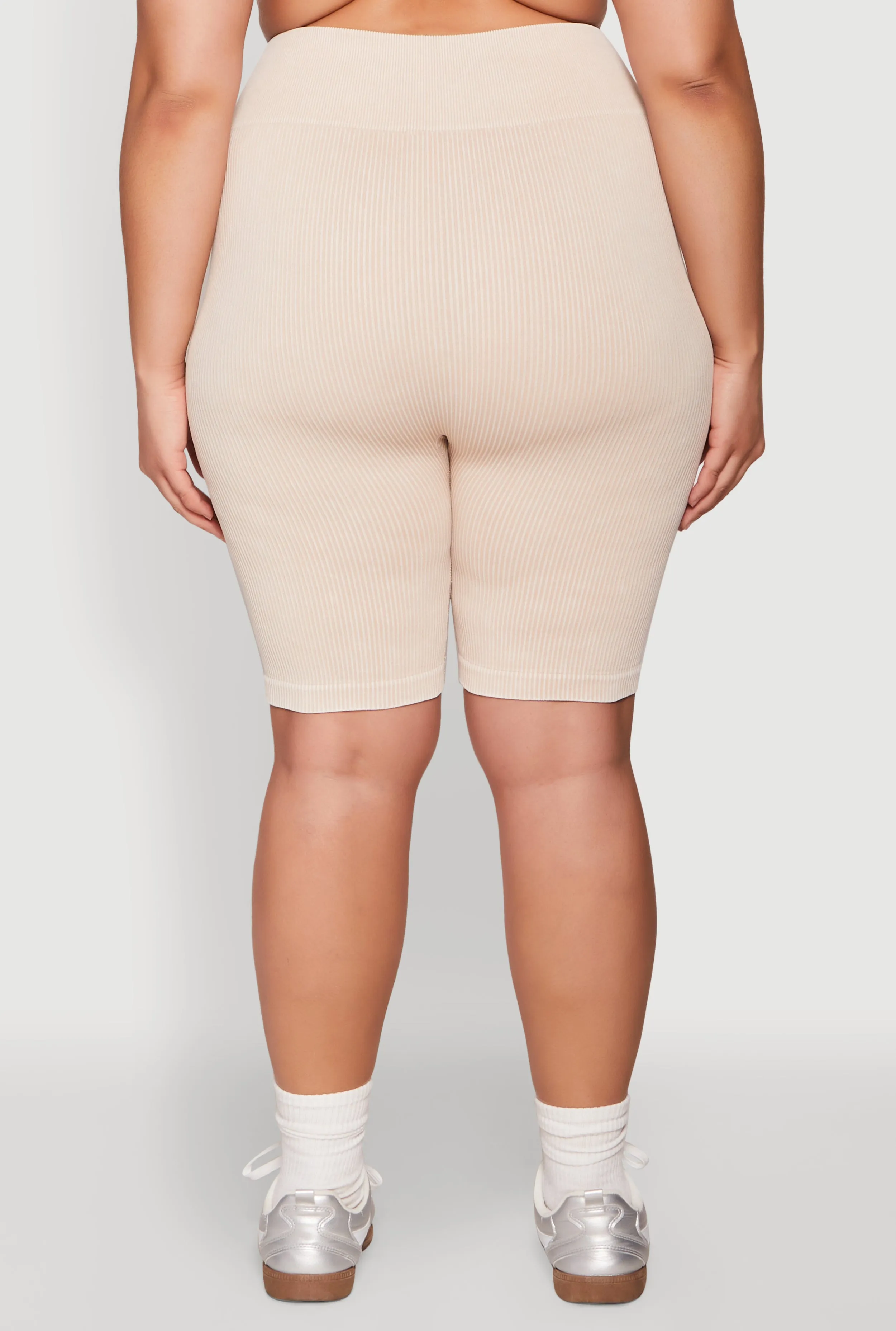 Plus Size Mineral Wash Ribbed Seamless Bike Shorts sold by Rainbow product image thumbnail 5