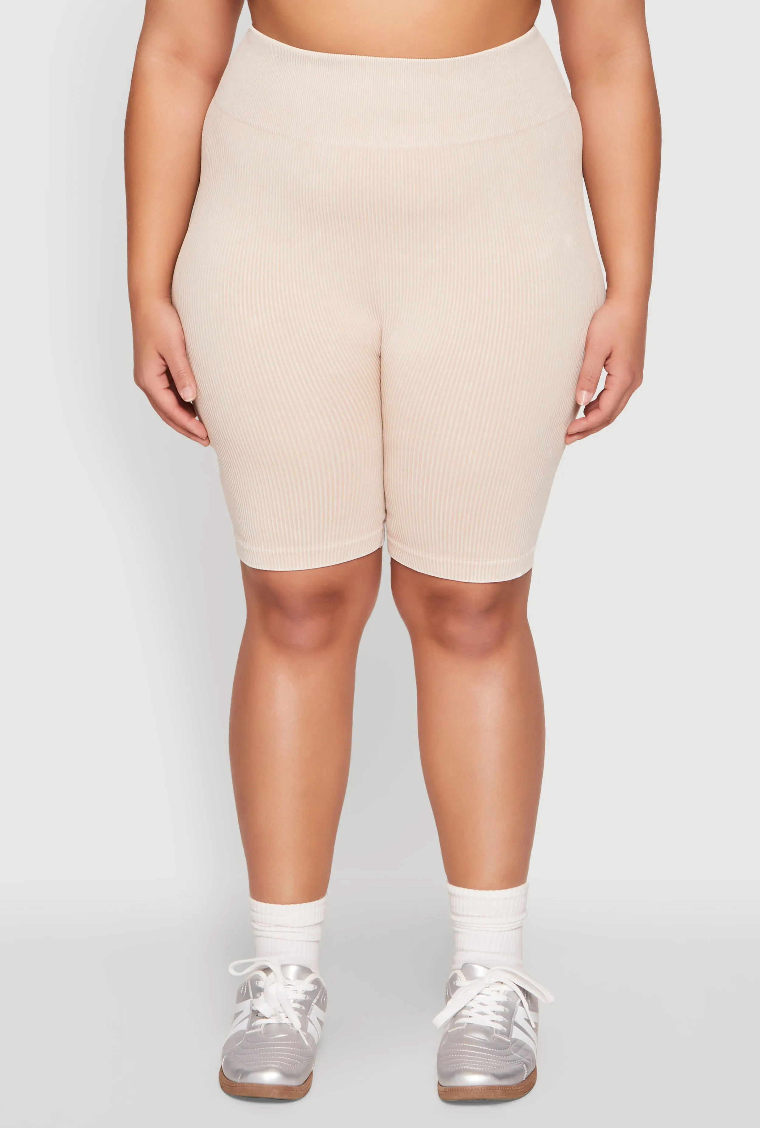 Plus Size Mineral Wash Ribbed Seamless Bike Shorts sold by Rainbow product image thumbnail 3