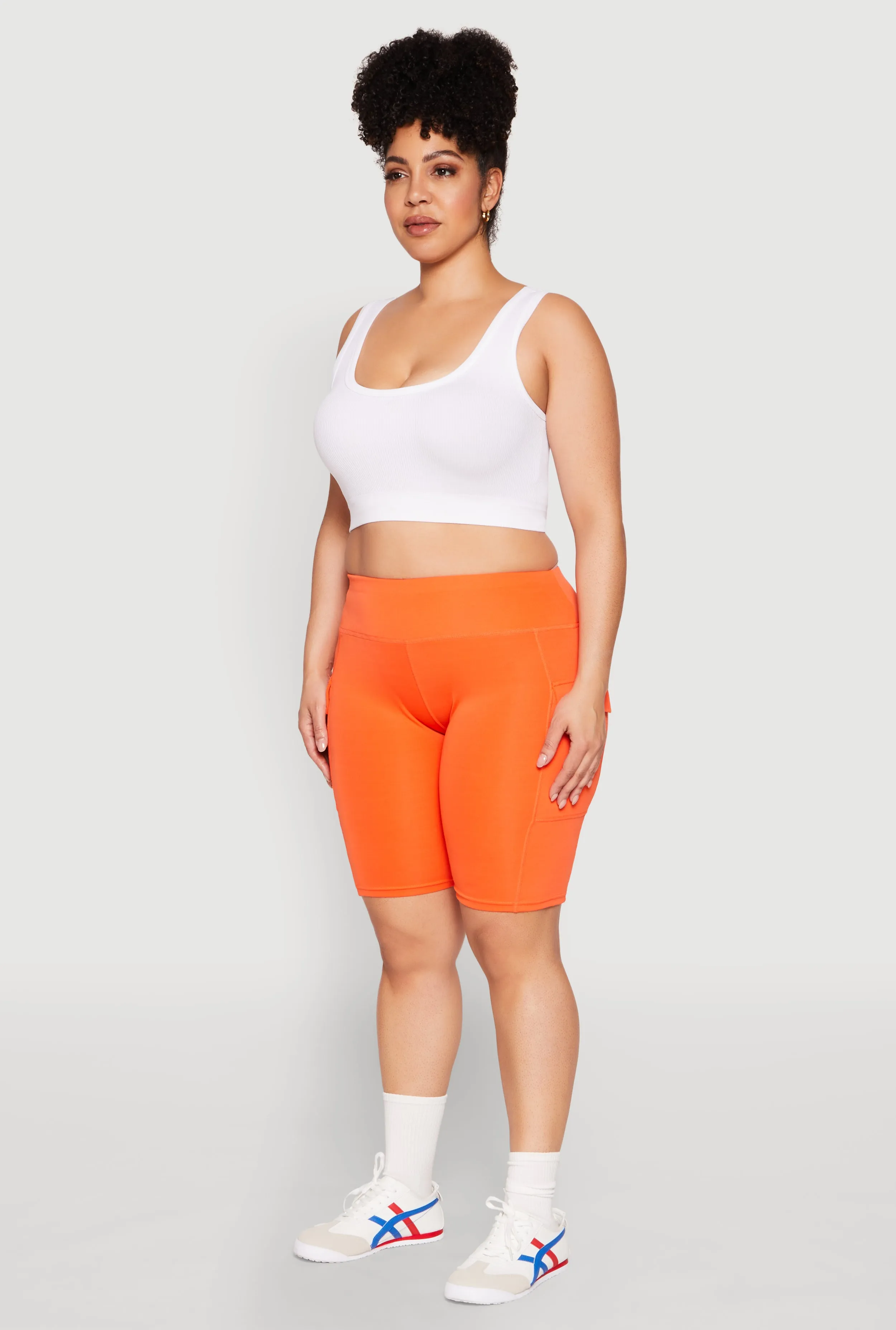 Plus Size High Waisted Cargo Pocket Biker Shorts sold by Rainbow product image thumbnail 3