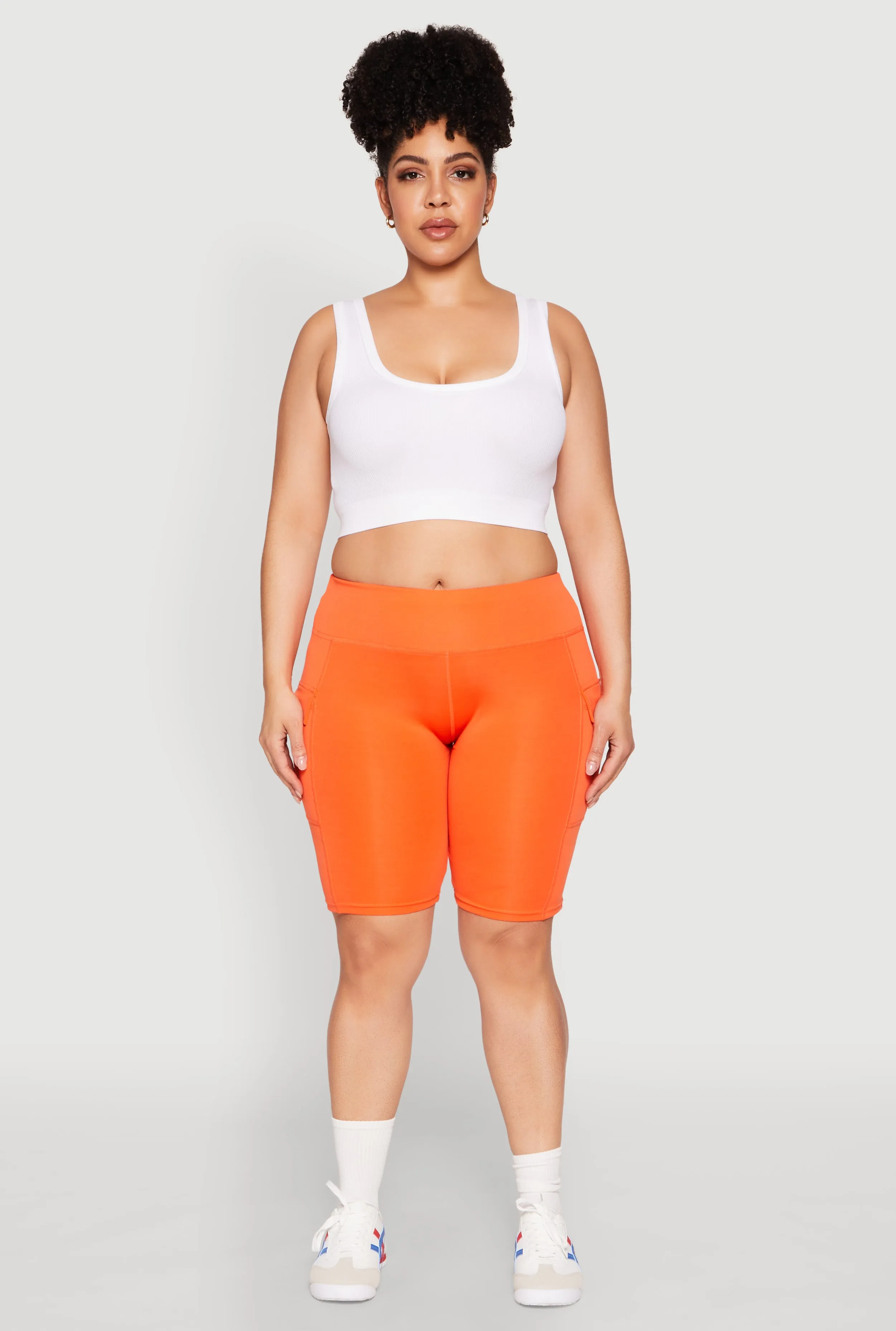 Plus Size High Waisted Cargo Pocket Biker Shorts sold by Rainbow