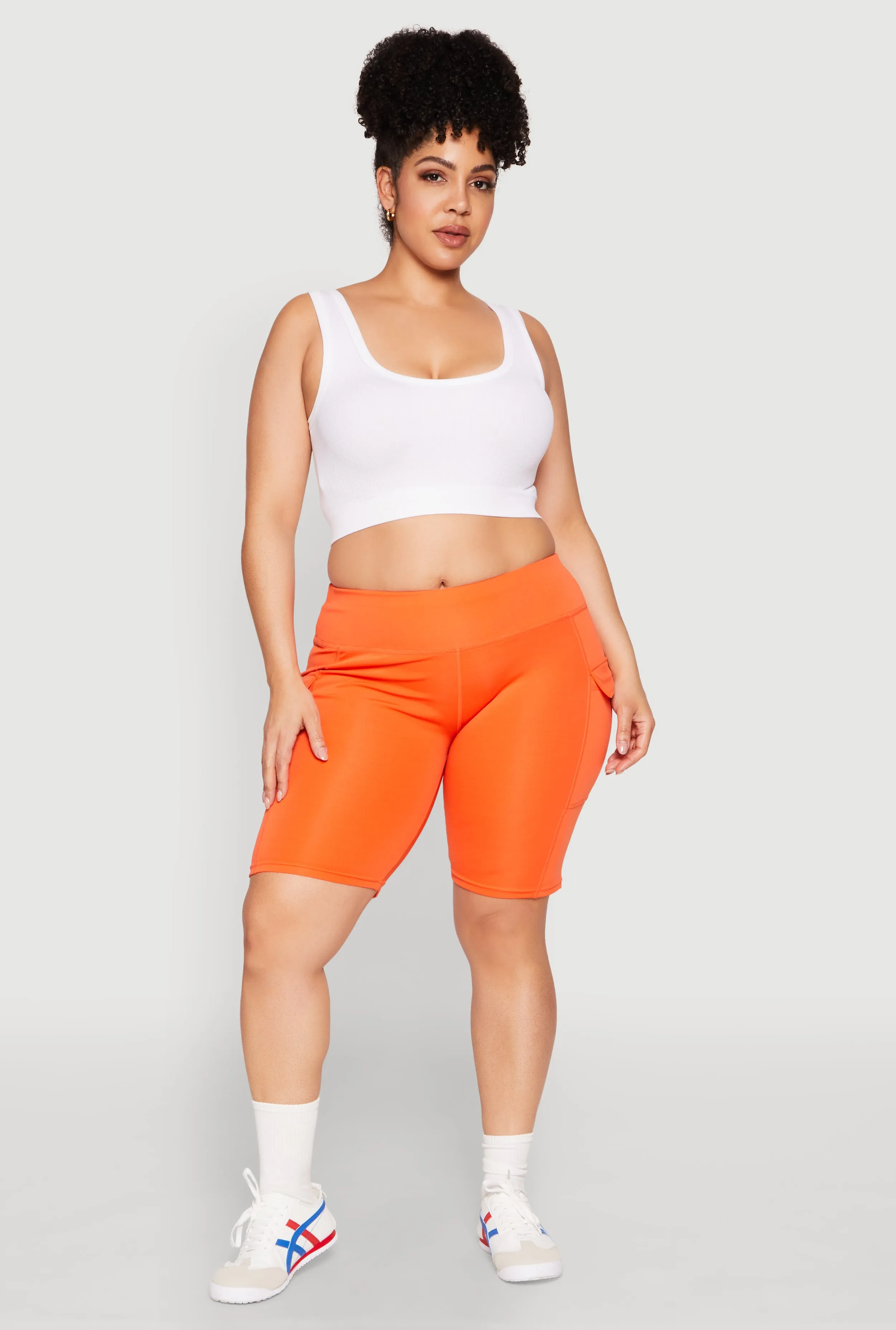 Plus Size High Waisted Cargo Pocket Biker Shorts sold by Rainbow product image thumbnail 2