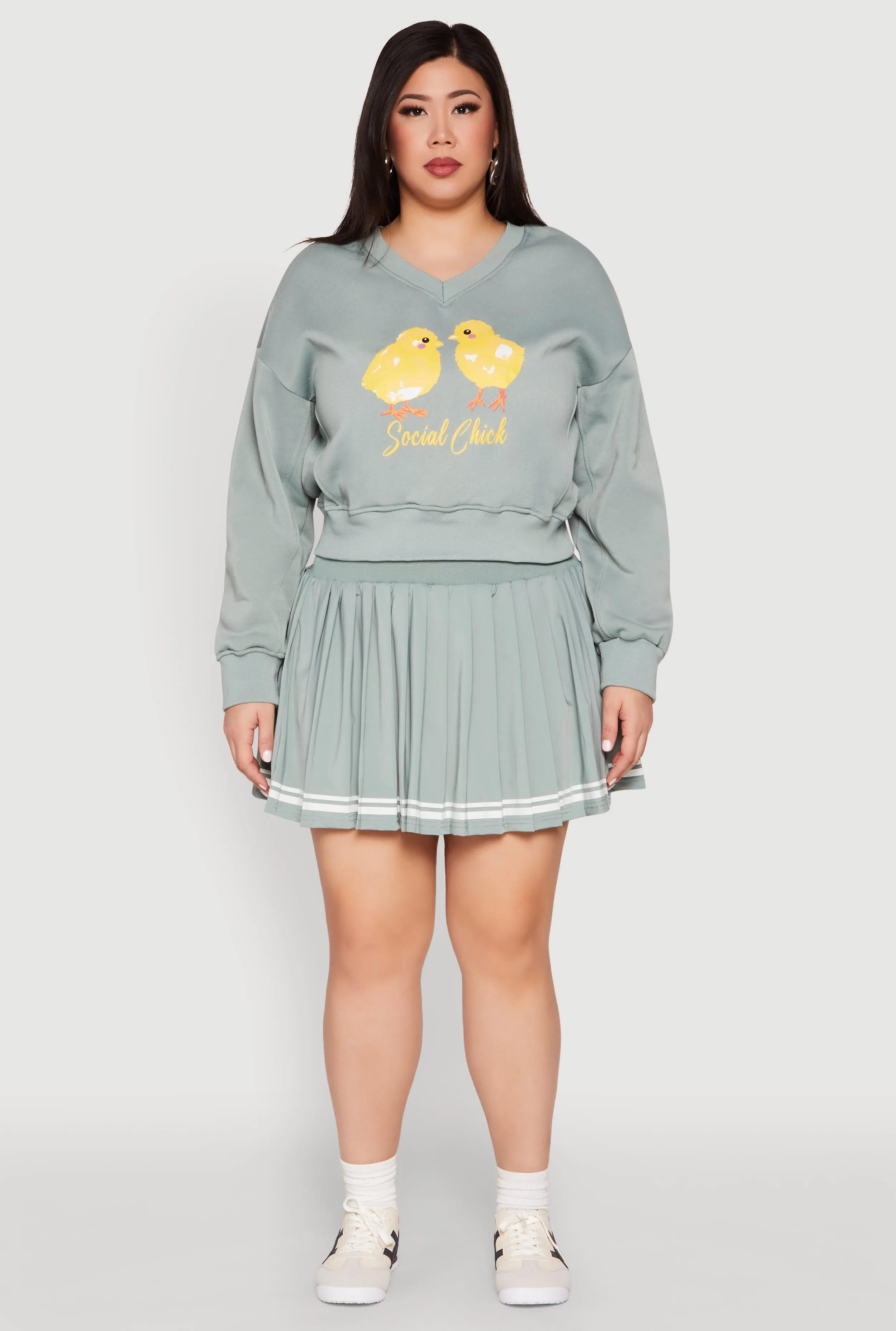 Plus Size Varsity Stripe Detail Tennis Skort sold by Rainbow