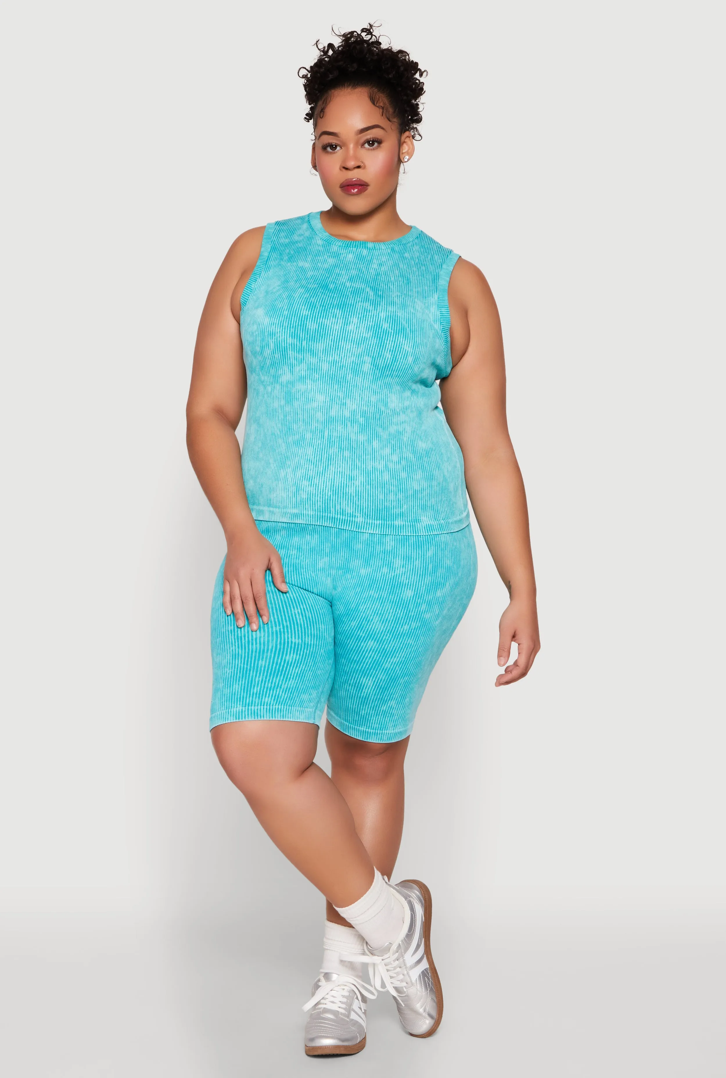 Plus Size Mineral Wash Ribbed Knit Tank Top sold by Rainbow product image thumbnail 3