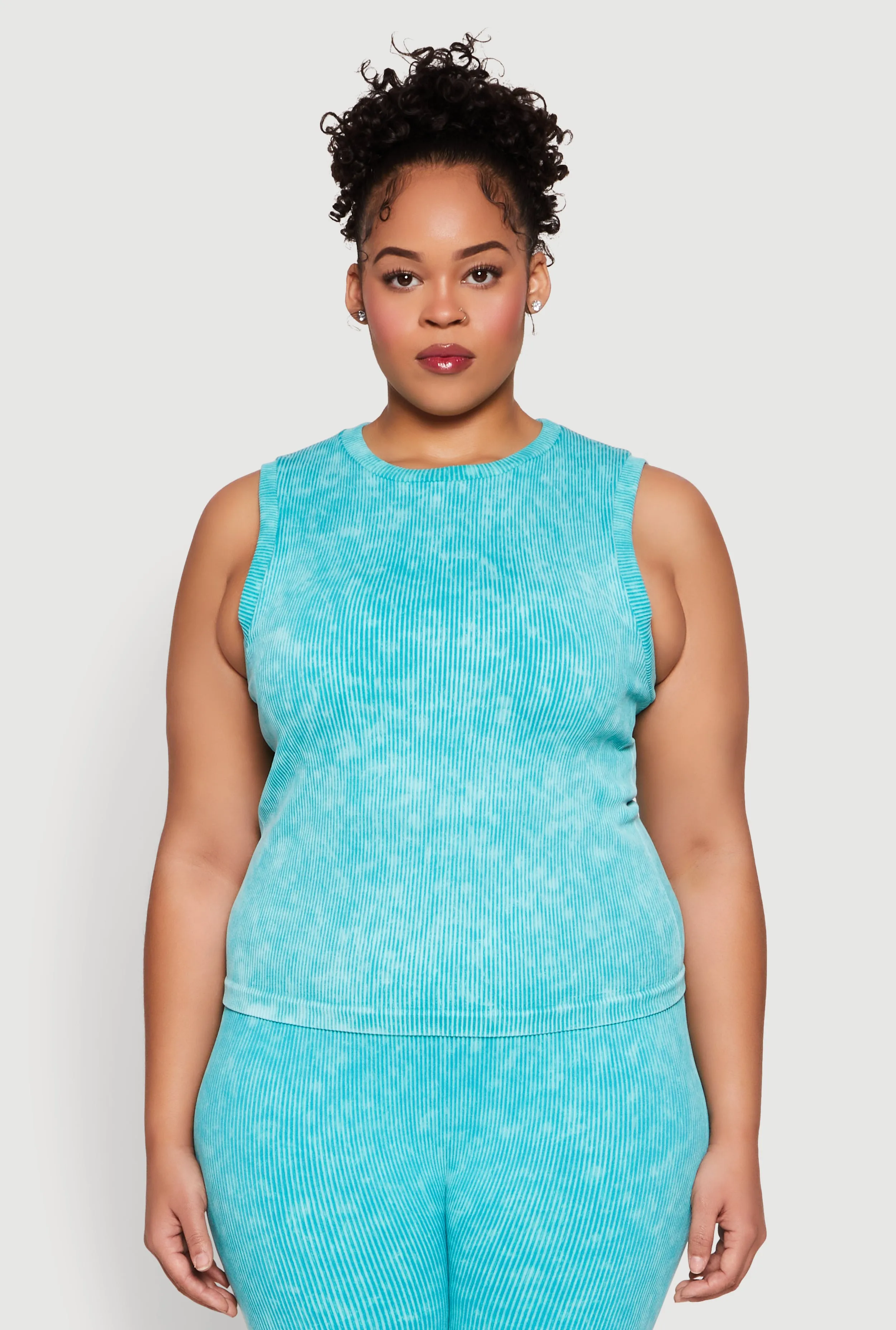 Plus Size Mineral Wash Ribbed Knit Tank Top sold by Rainbow