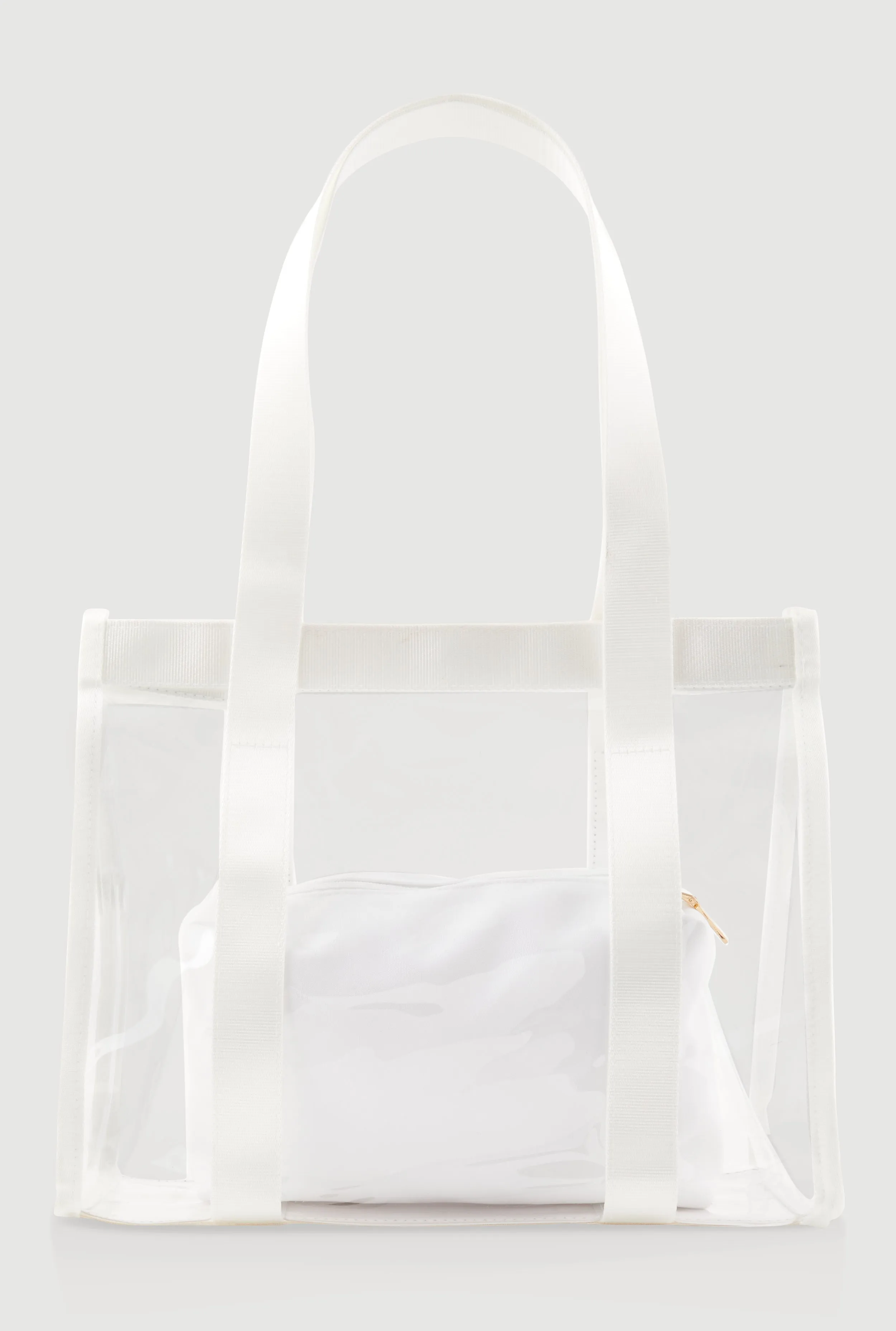 Contrast Trim Clear Tote Bag with Pouch sold by Rainbow