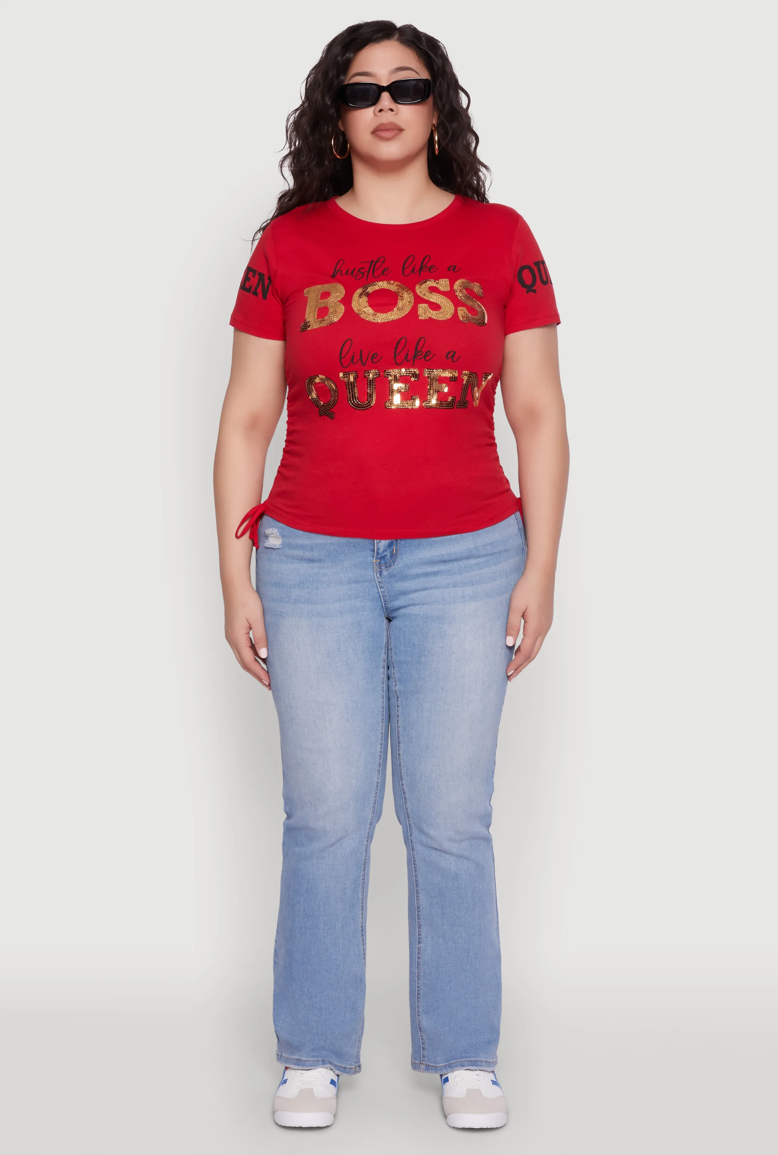 Plus Size Hustle Like A Boss Live Like A Queen Top sold by Rainbow product image thumbnail 3