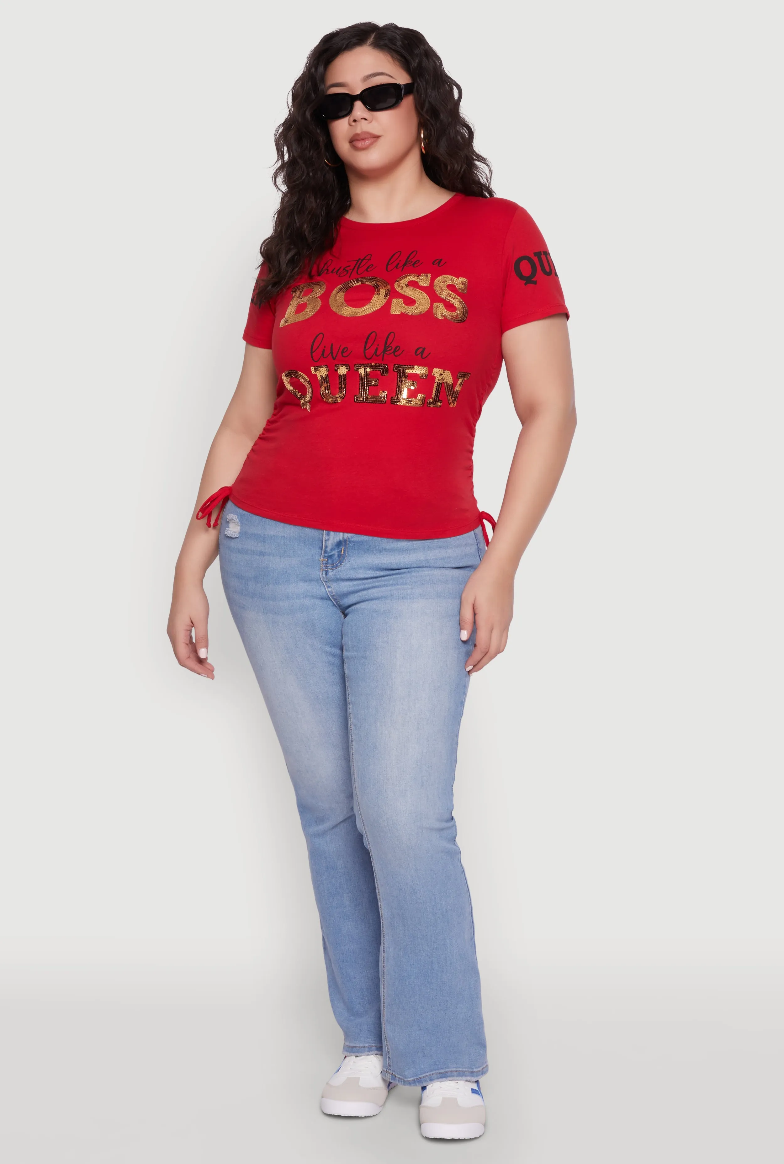 Plus Size Hustle Like A Boss Live Like A Queen Top sold by Rainbow