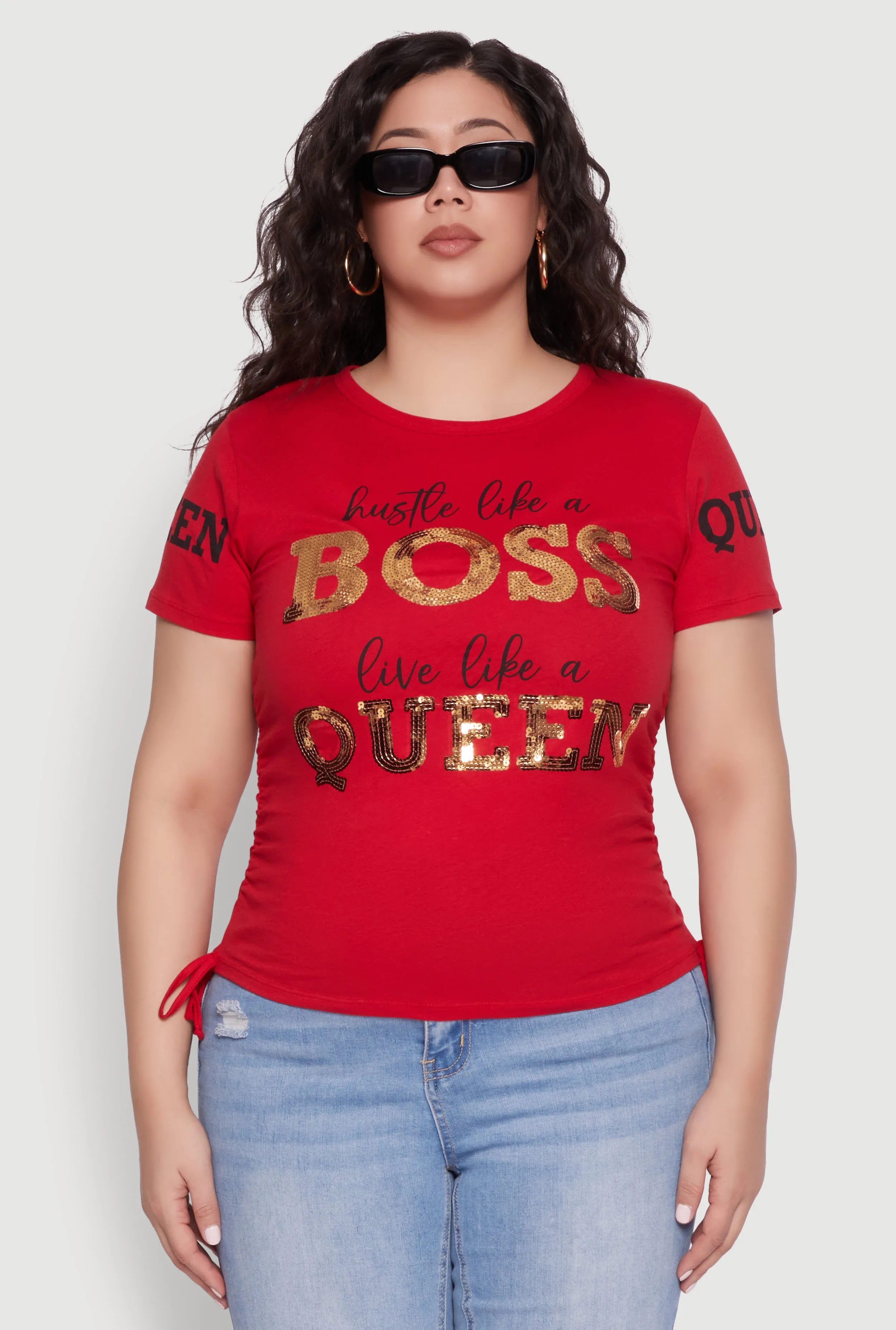 Plus Size Hustle Like A Boss Live Like A Queen Top sold by Rainbow product image thumbnail 2