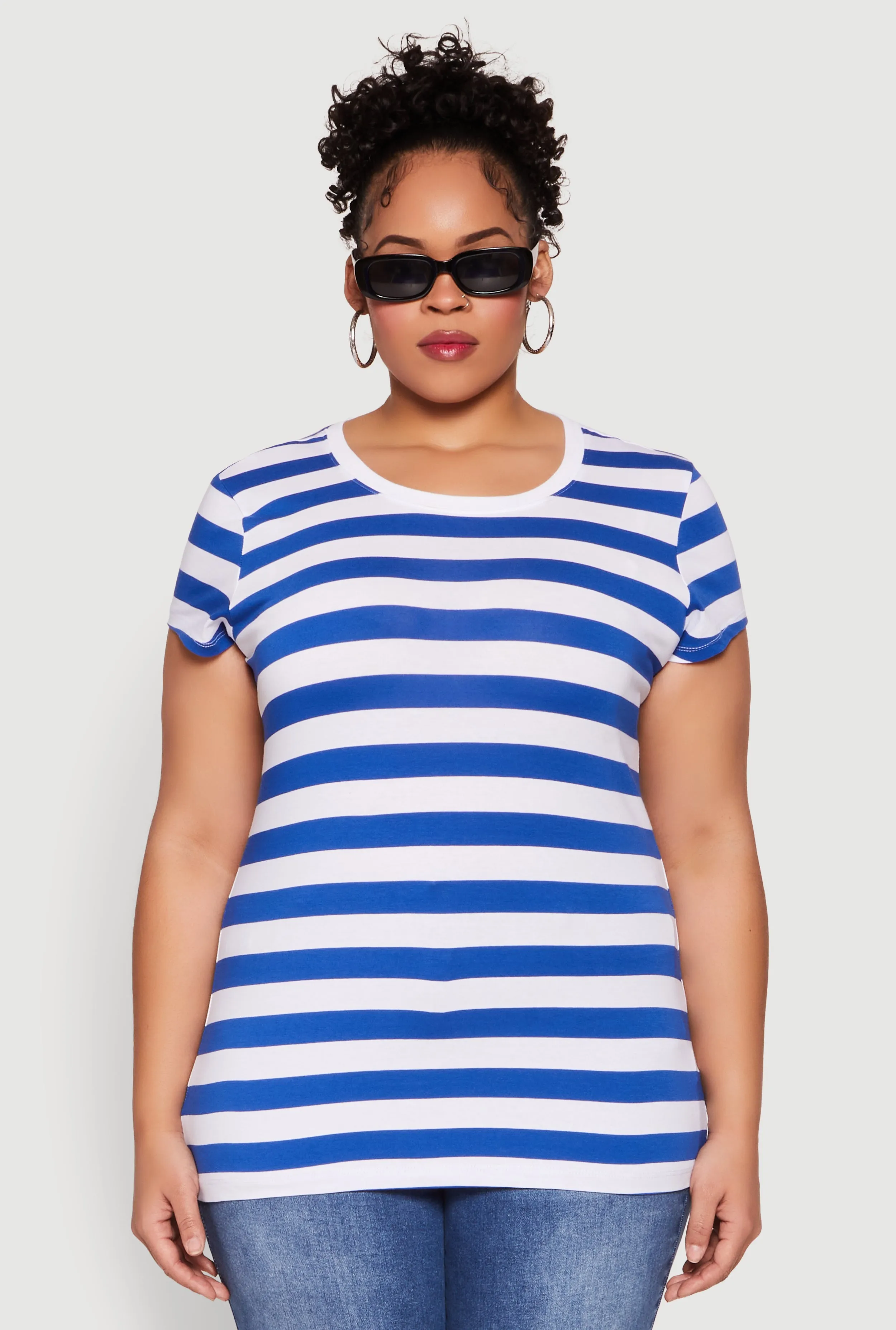 Plus Size Striped Crew Neck Tee sold by Rainbow product image thumbnail 2