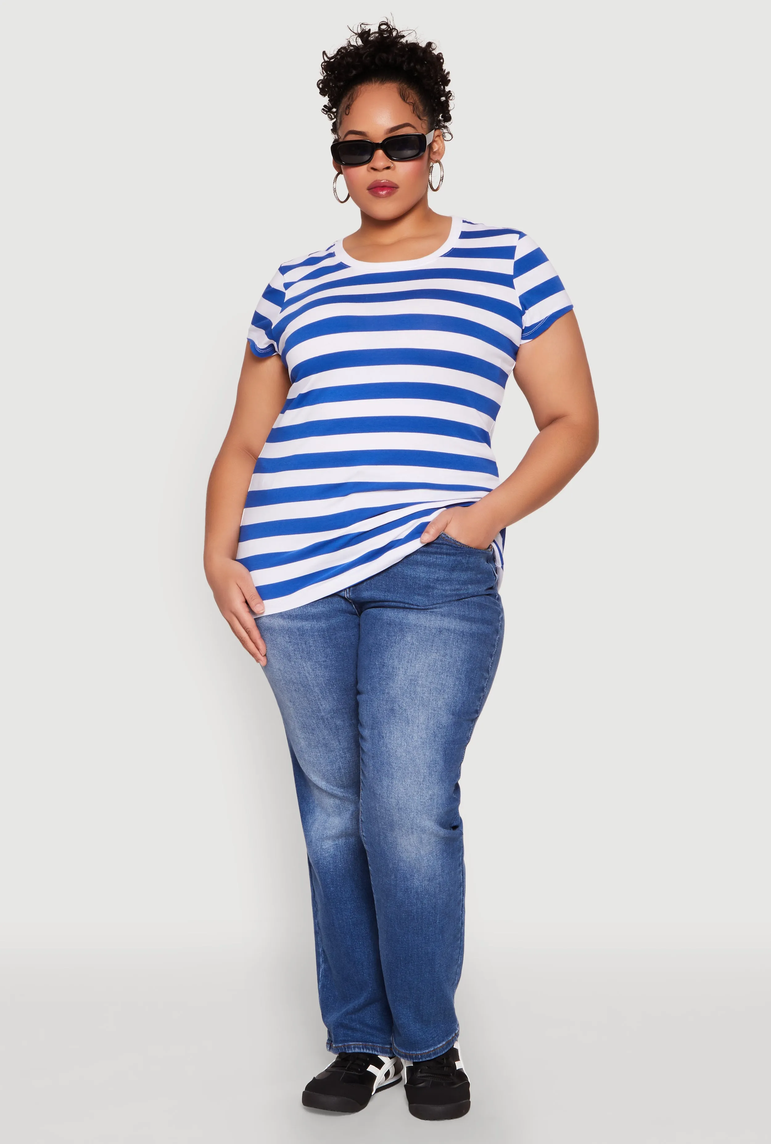 Plus Size Striped Crew Neck Tee sold by Rainbow product image thumbnail 3