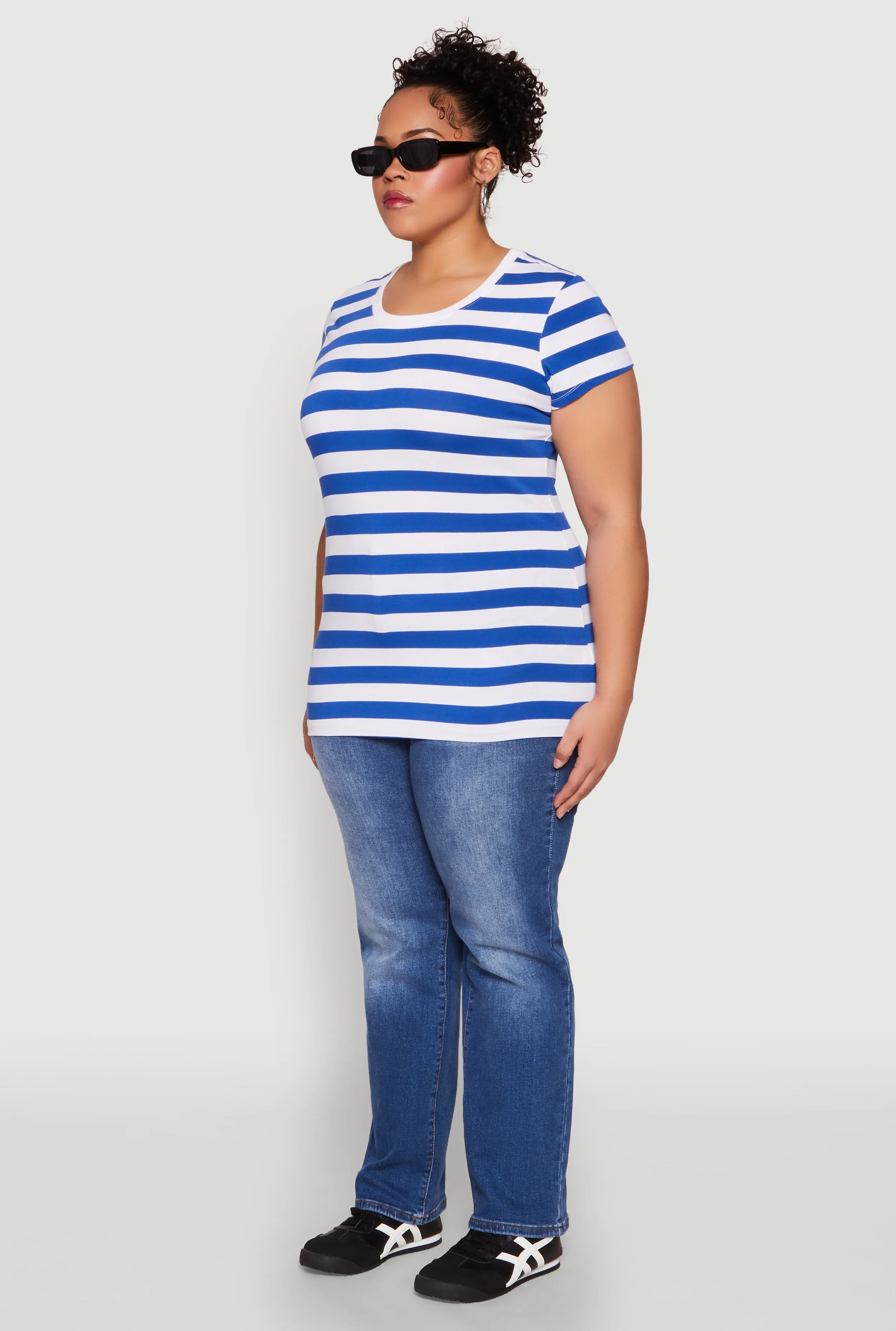 Plus Size Striped Crew Neck Tee sold by Rainbow product image thumbnail 5