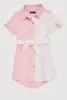Little Girls Linen Gold Button Front Shirt Dress sold by Rainbow
