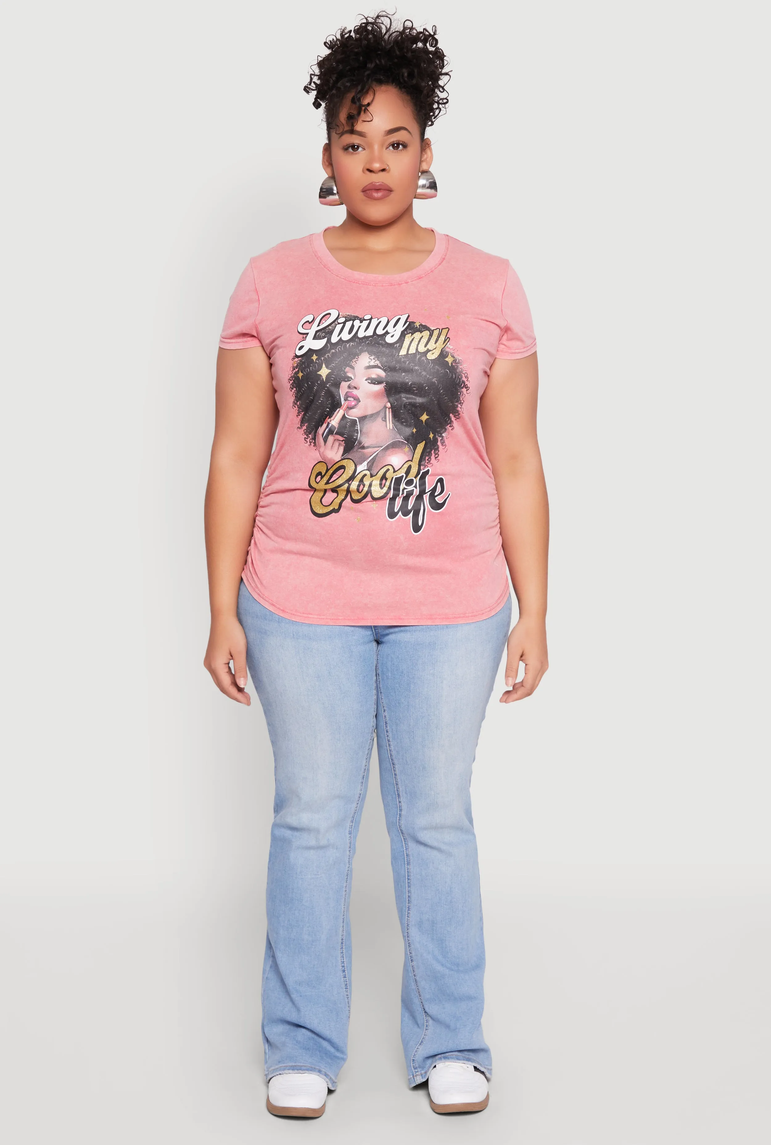 Plus Size Mineral Wash Good Life Graphic Tee sold by Rainbow product image thumbnail 3