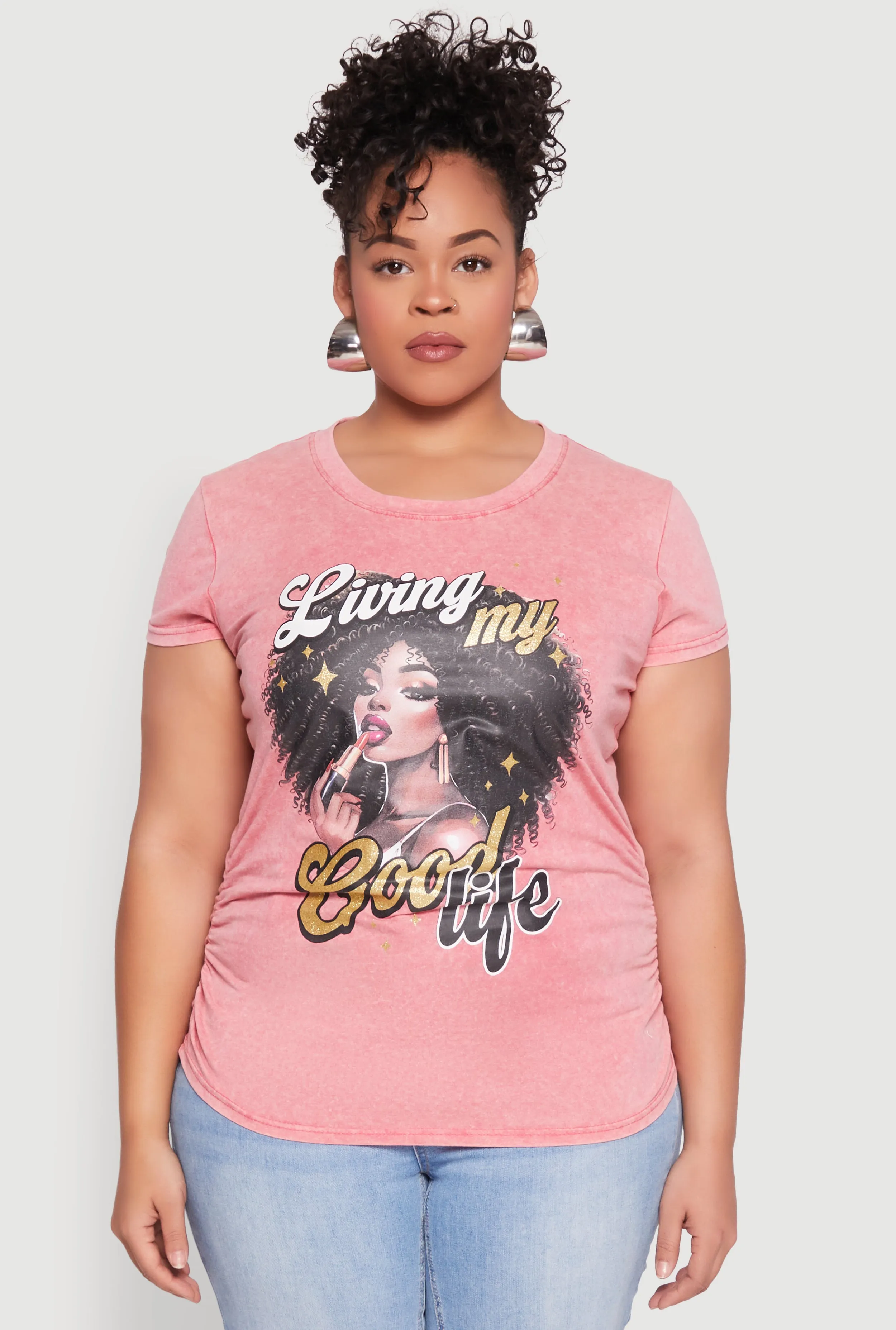 Plus Size Mineral Wash Good Life Graphic Tee sold by Rainbow product image thumbnail 2