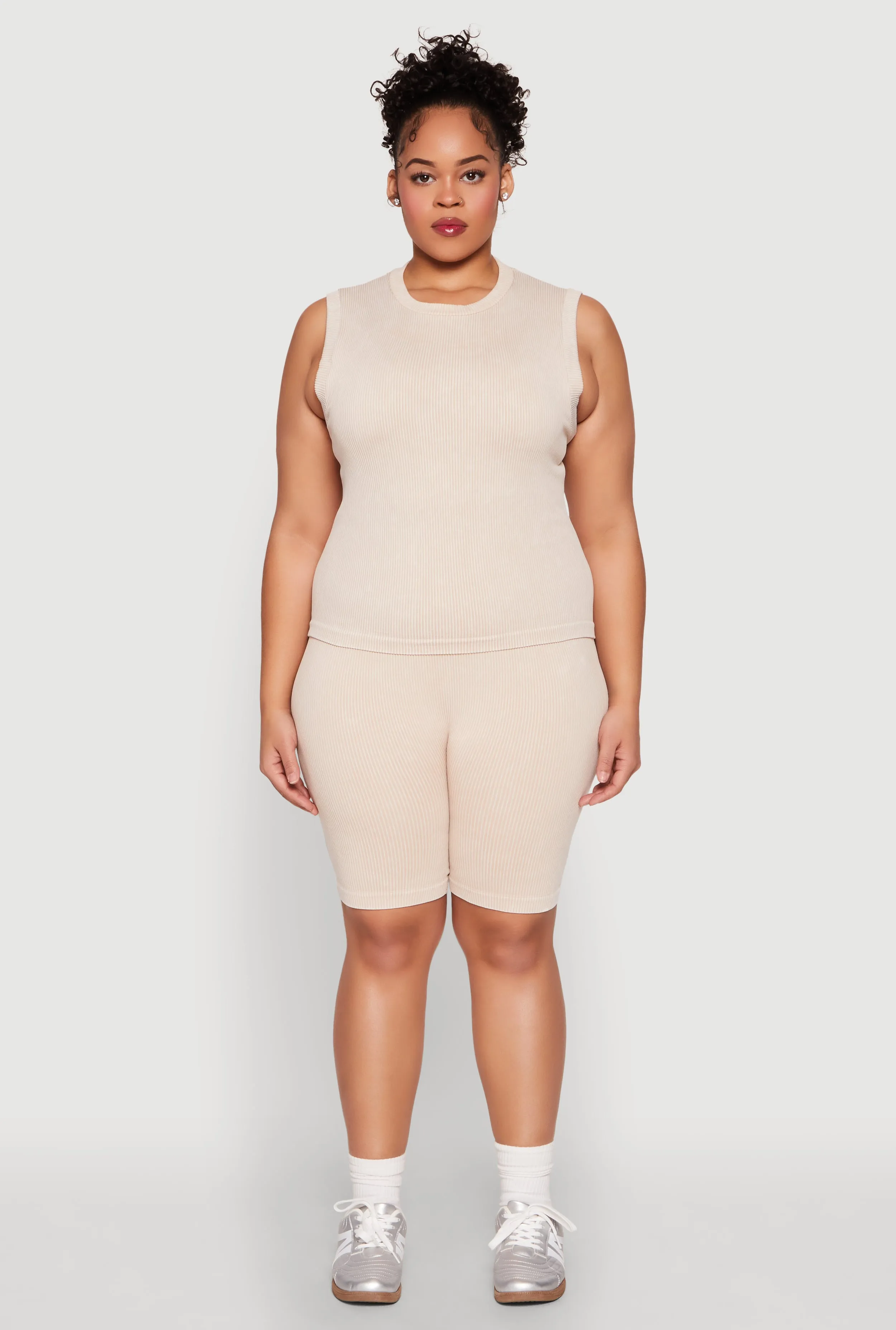 Plus Size Mineral Wash Ribbed Knit Tank Top sold by Rainbow product image thumbnail 2