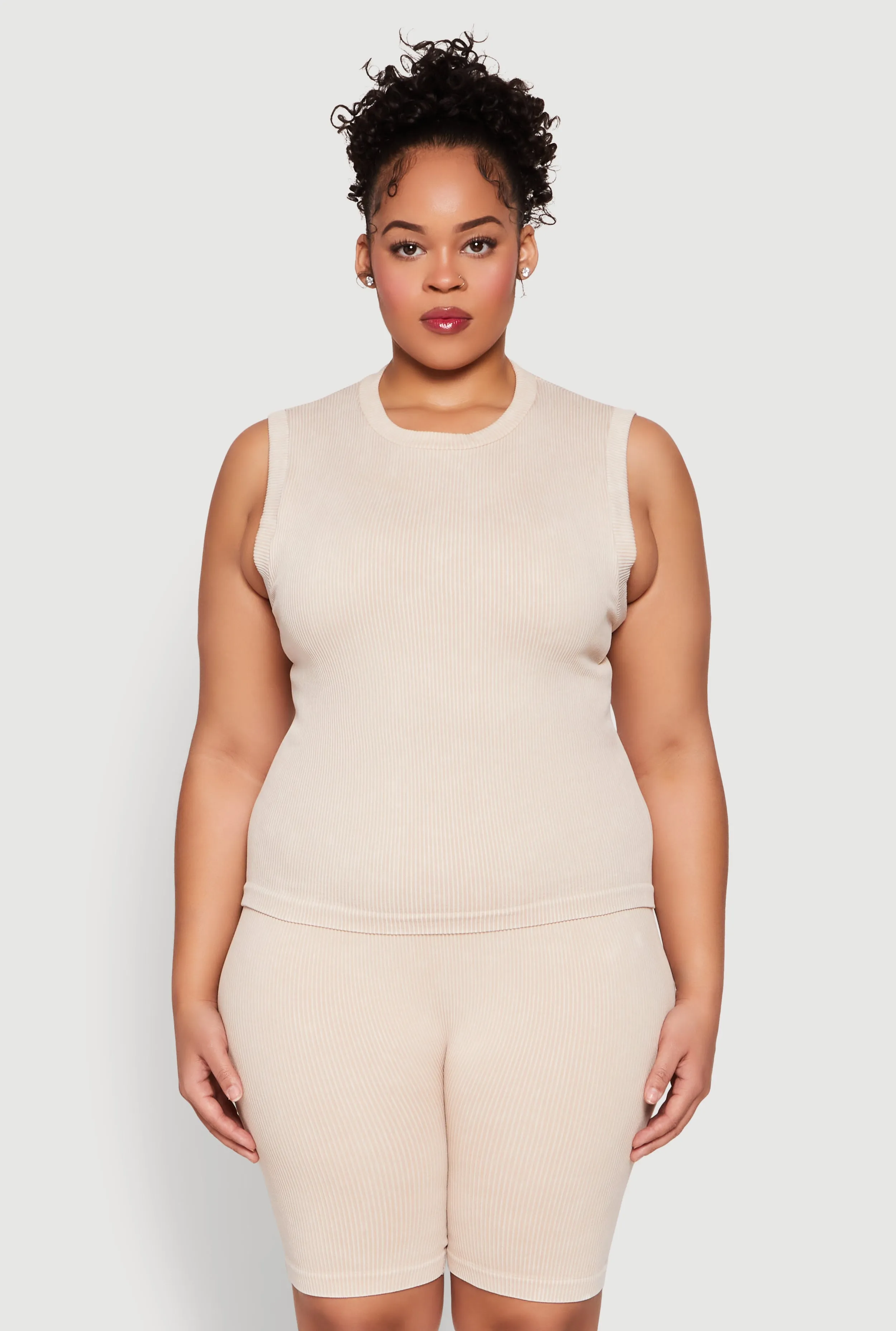 Plus Size Mineral Wash Ribbed Knit Tank Top sold by Rainbow