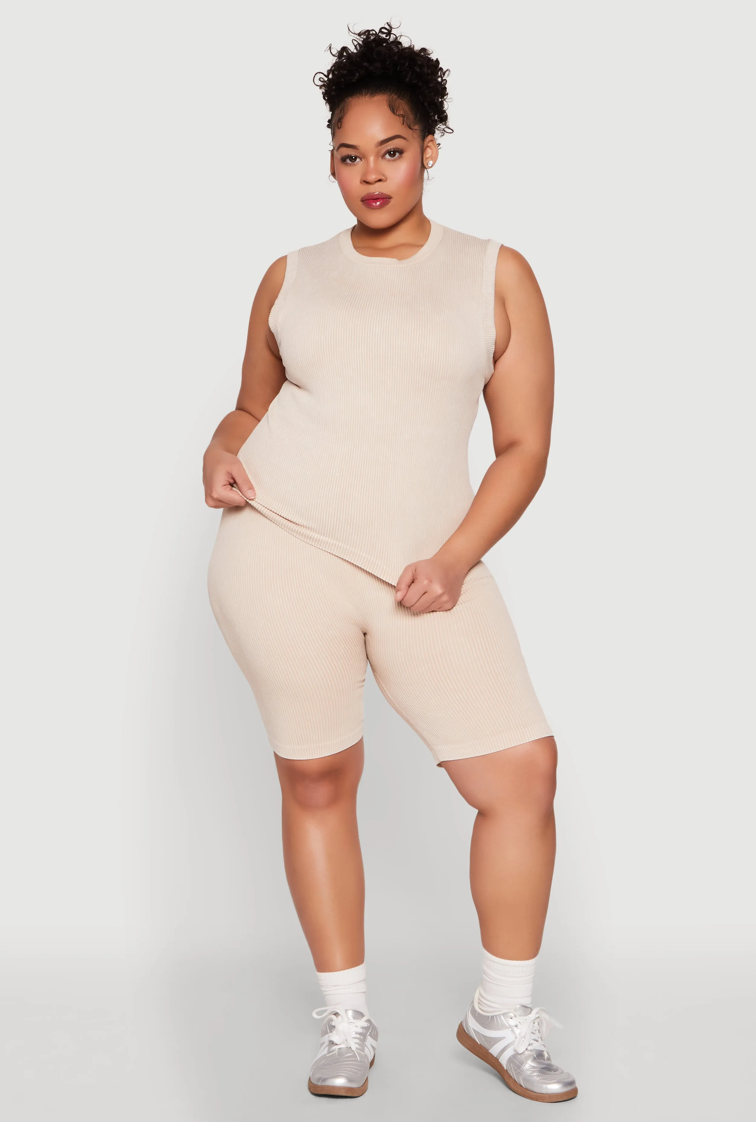 Plus Size Mineral Wash Ribbed Knit Tank Top sold by Rainbow product image thumbnail 3