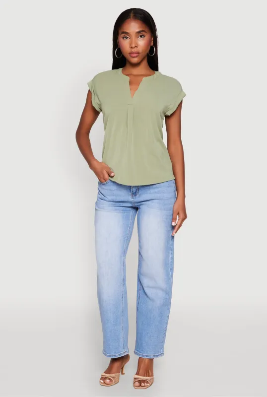 Iris Airy Notch Neck Blouse sold by Rainbow