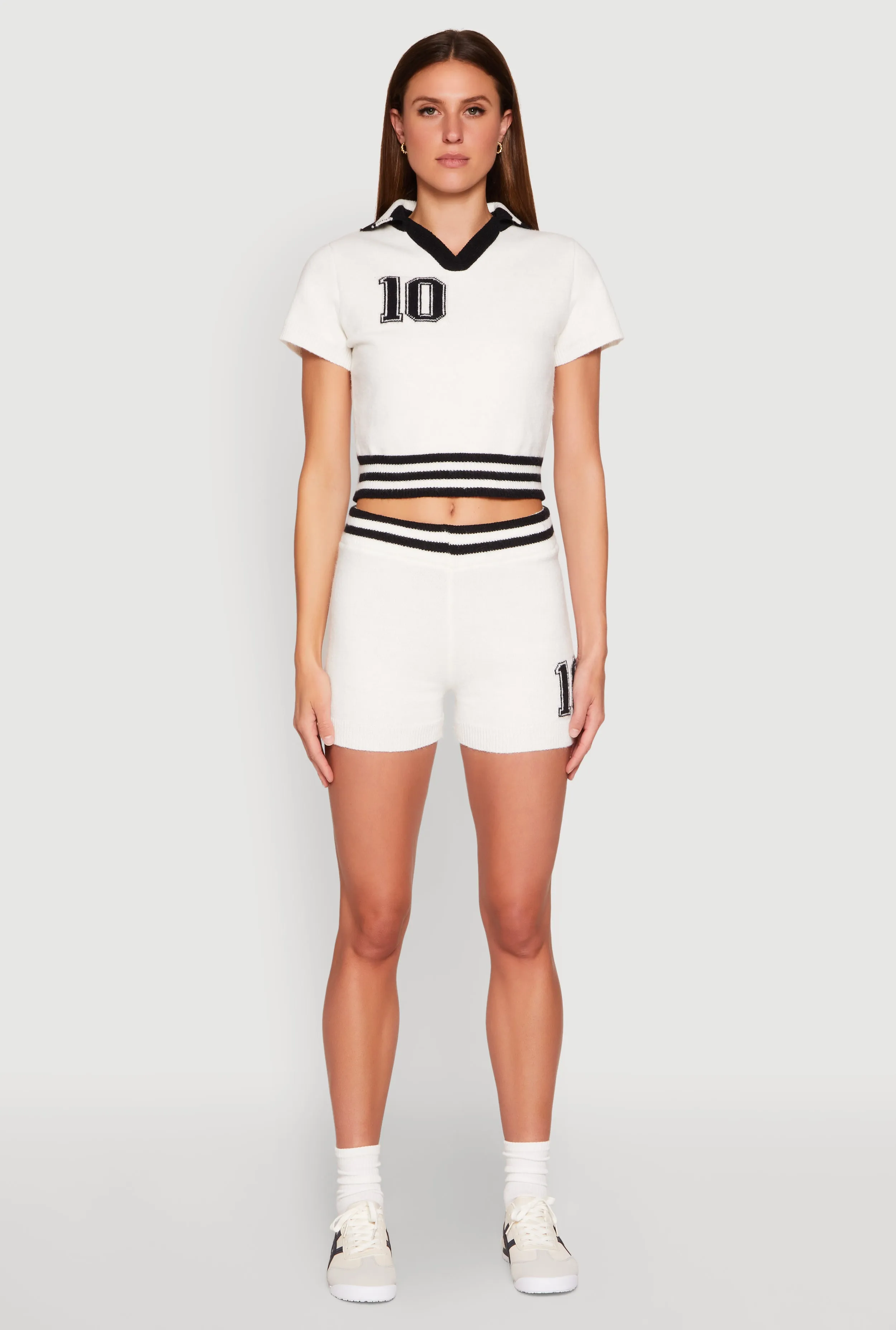 Daisy 10 Varsity Stripe Shorts sold by Rainbow