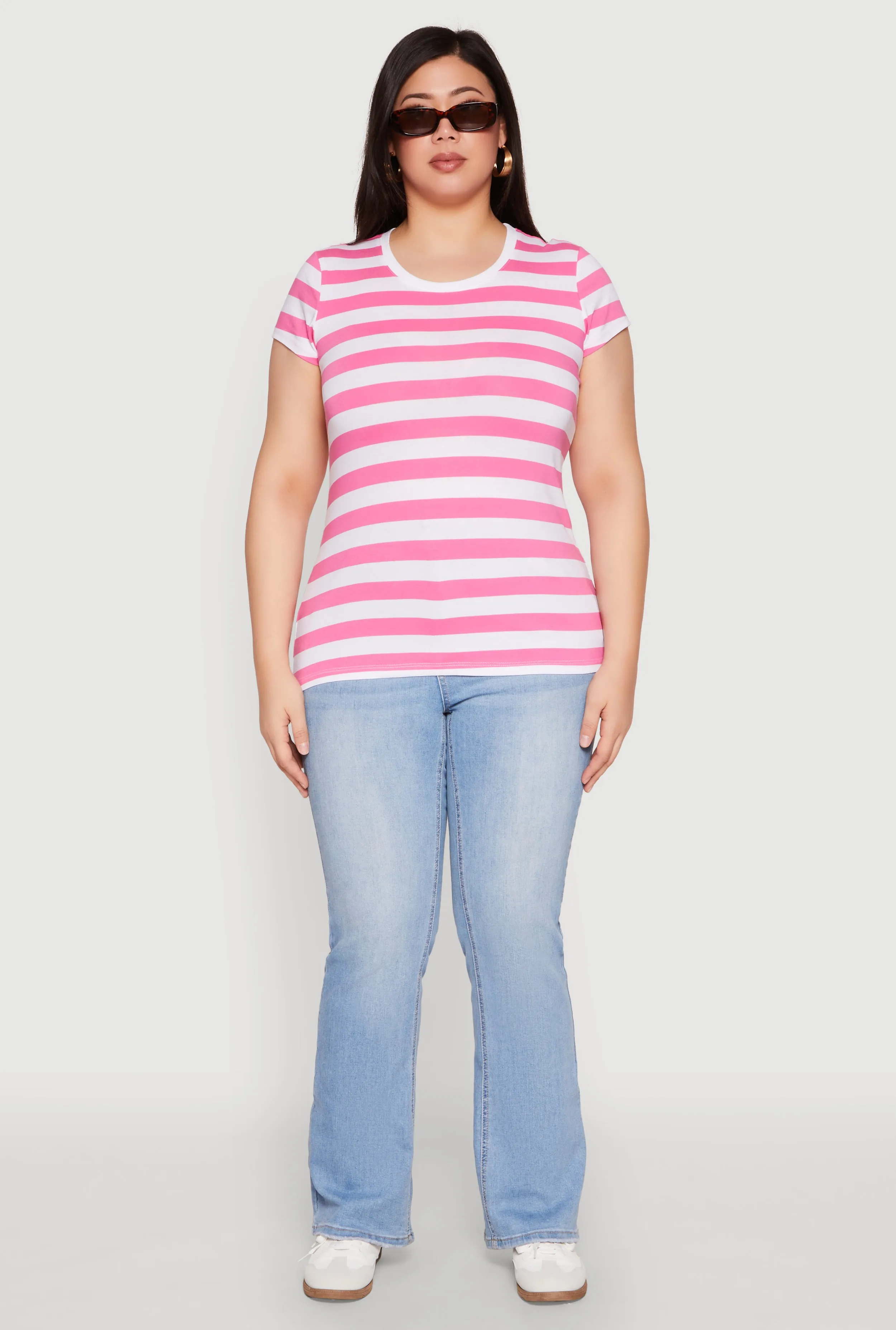 Plus Size Striped Crew Neck Tee sold by Rainbow product image thumbnail 3
