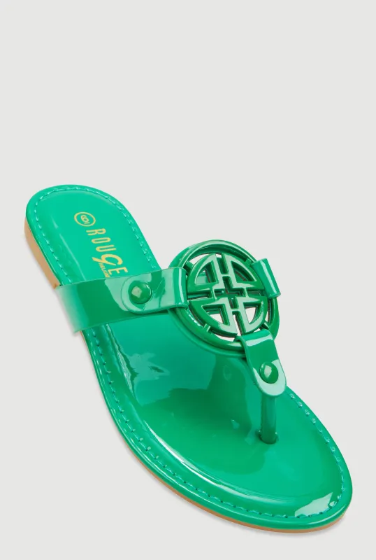 Geometric Pendant Thong Sandals sold by Rainbow