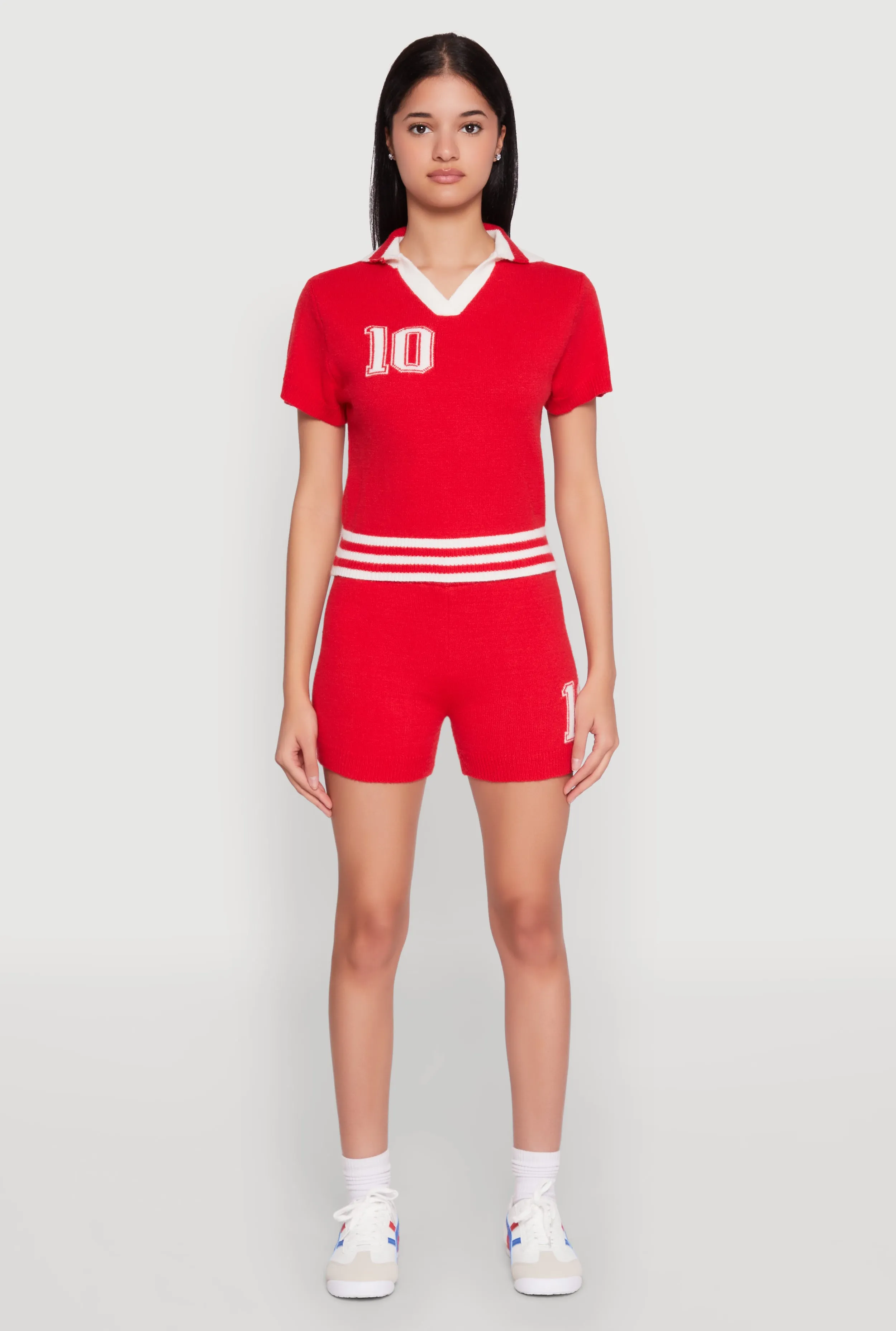 Daisy 10 Varsity Stripe Shorts sold by Rainbow