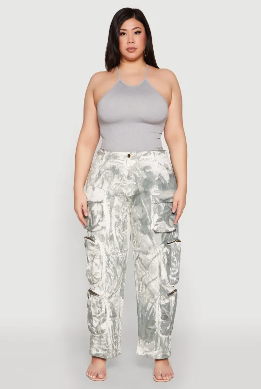 Plus Size Printed Pattern Cargo Pants sold by Rainbow