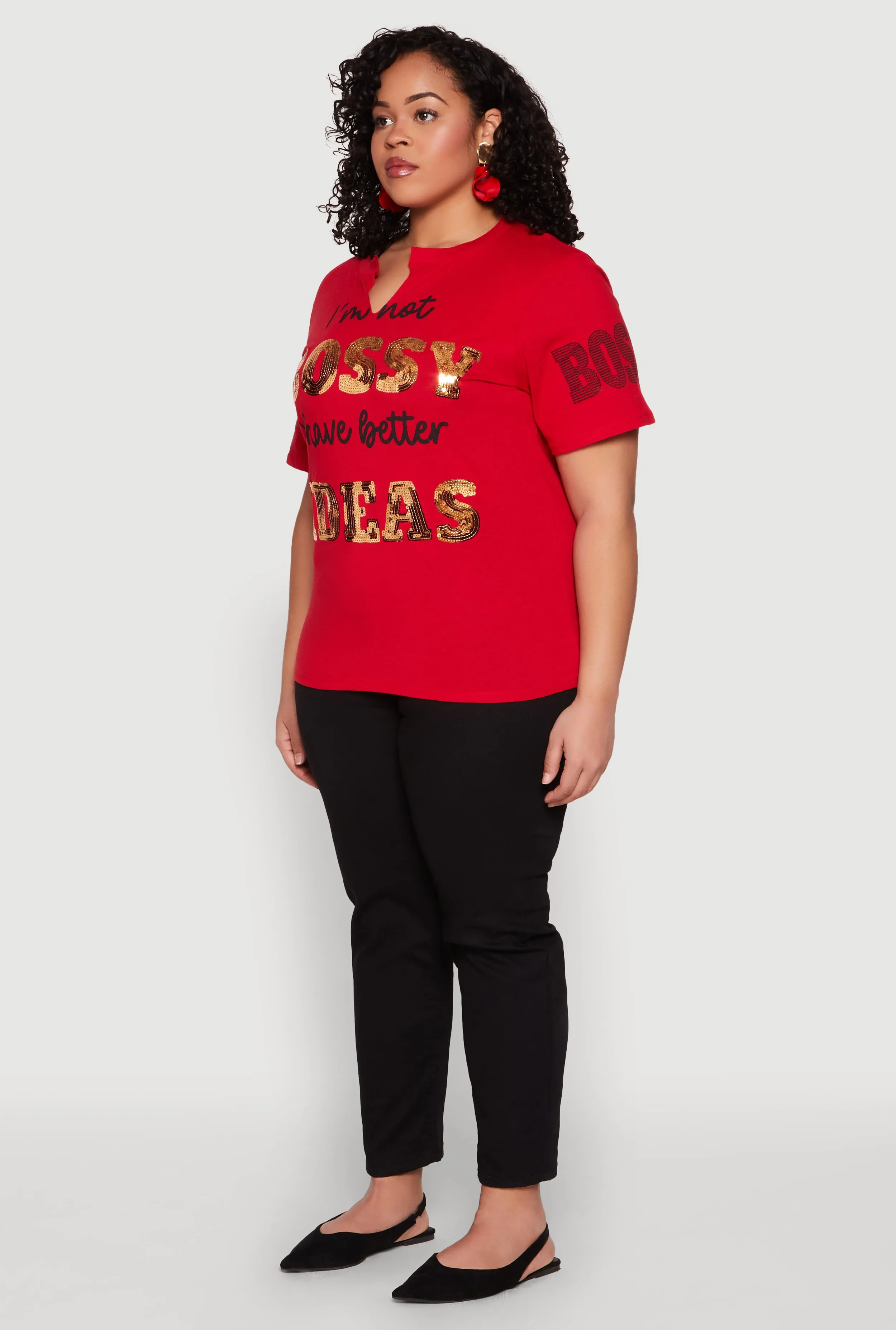 Plus Size Sequin Bossy Ideas Graphic Tee sold by Rainbow product image thumbnail 5