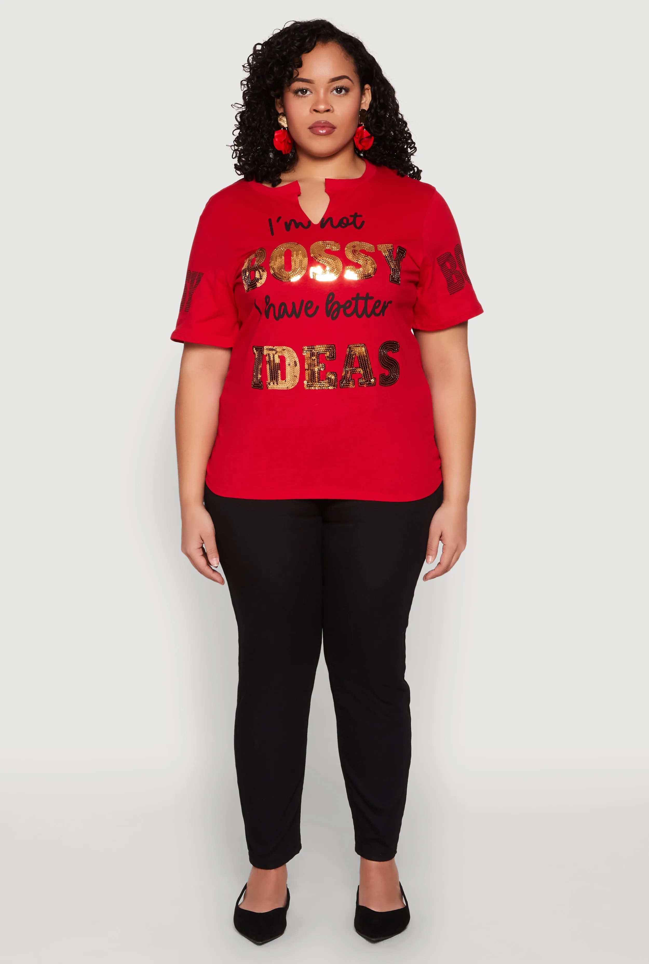 Plus Size Sequin Bossy Ideas Graphic Tee sold by Rainbow