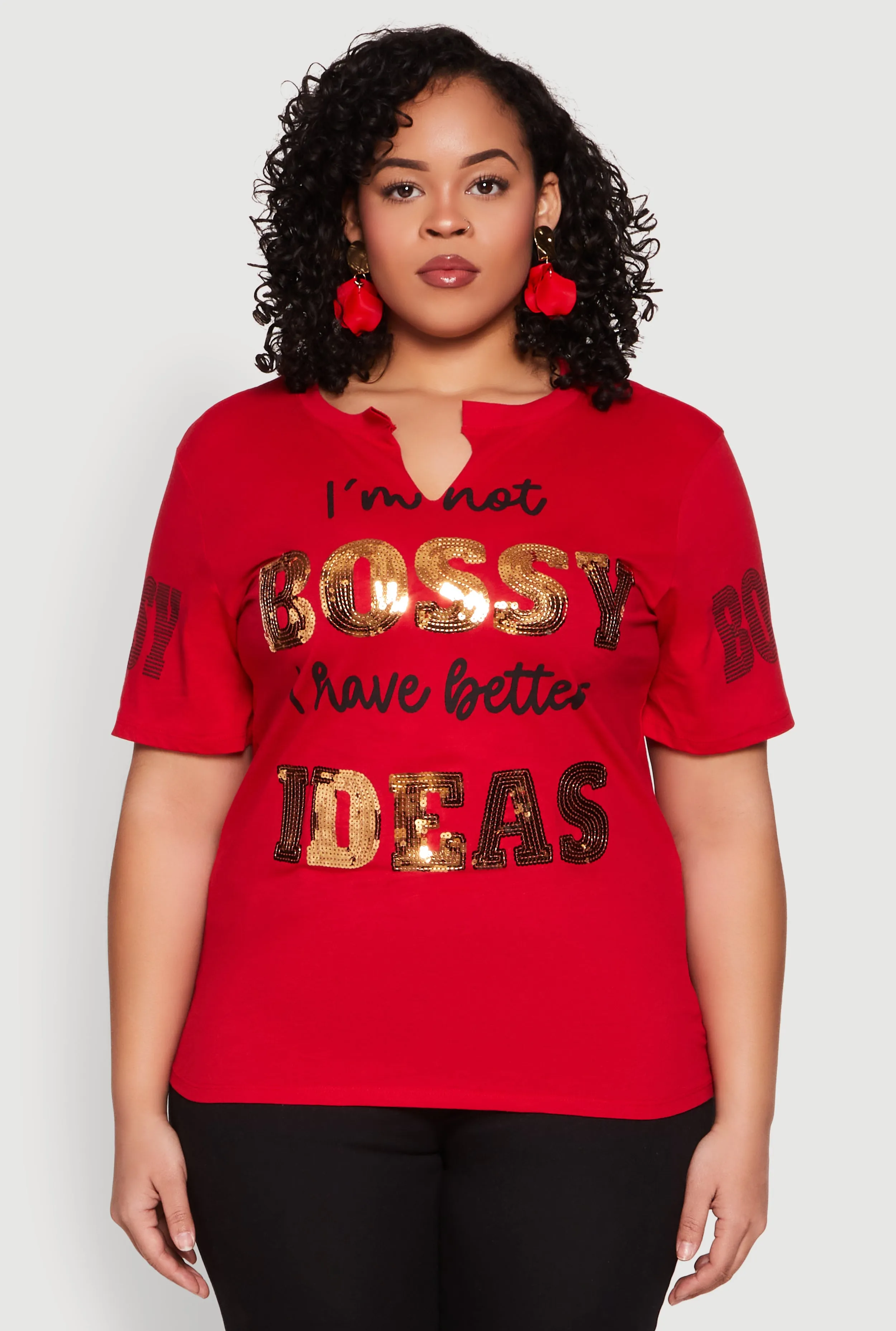 Plus Size Sequin Bossy Ideas Graphic Tee sold by Rainbow product image thumbnail 2