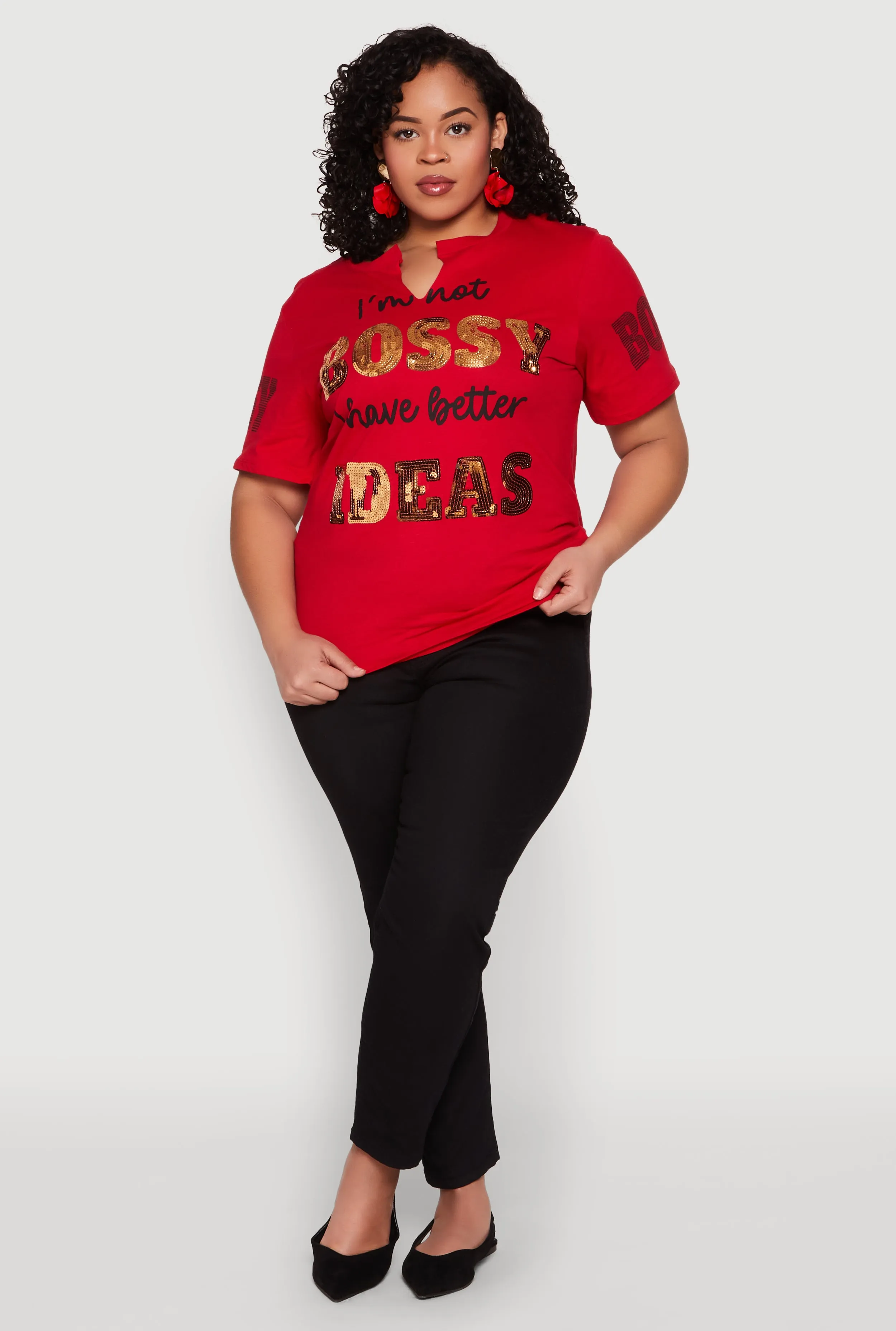 Plus Size Sequin Bossy Ideas Graphic Tee sold by Rainbow product image thumbnail 3