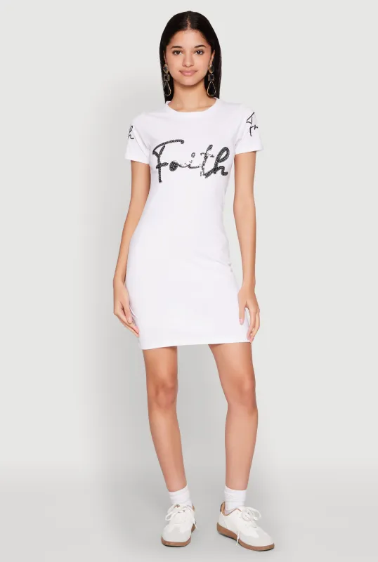 Faith Sequin T Shirt Dress sold by Rainbow