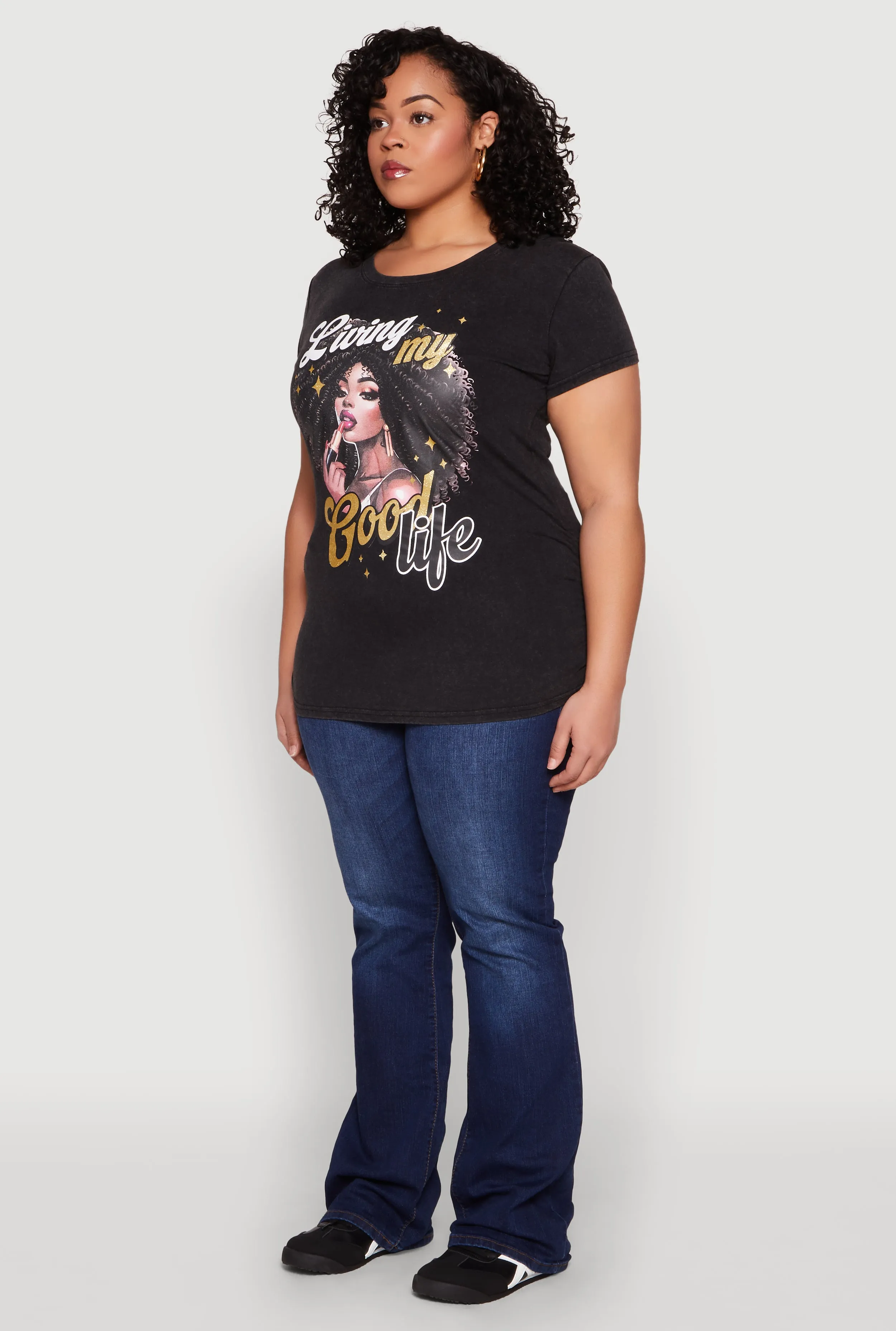 Plus Size Mineral Wash Good Life Graphic Tee sold by Rainbow product image thumbnail 5