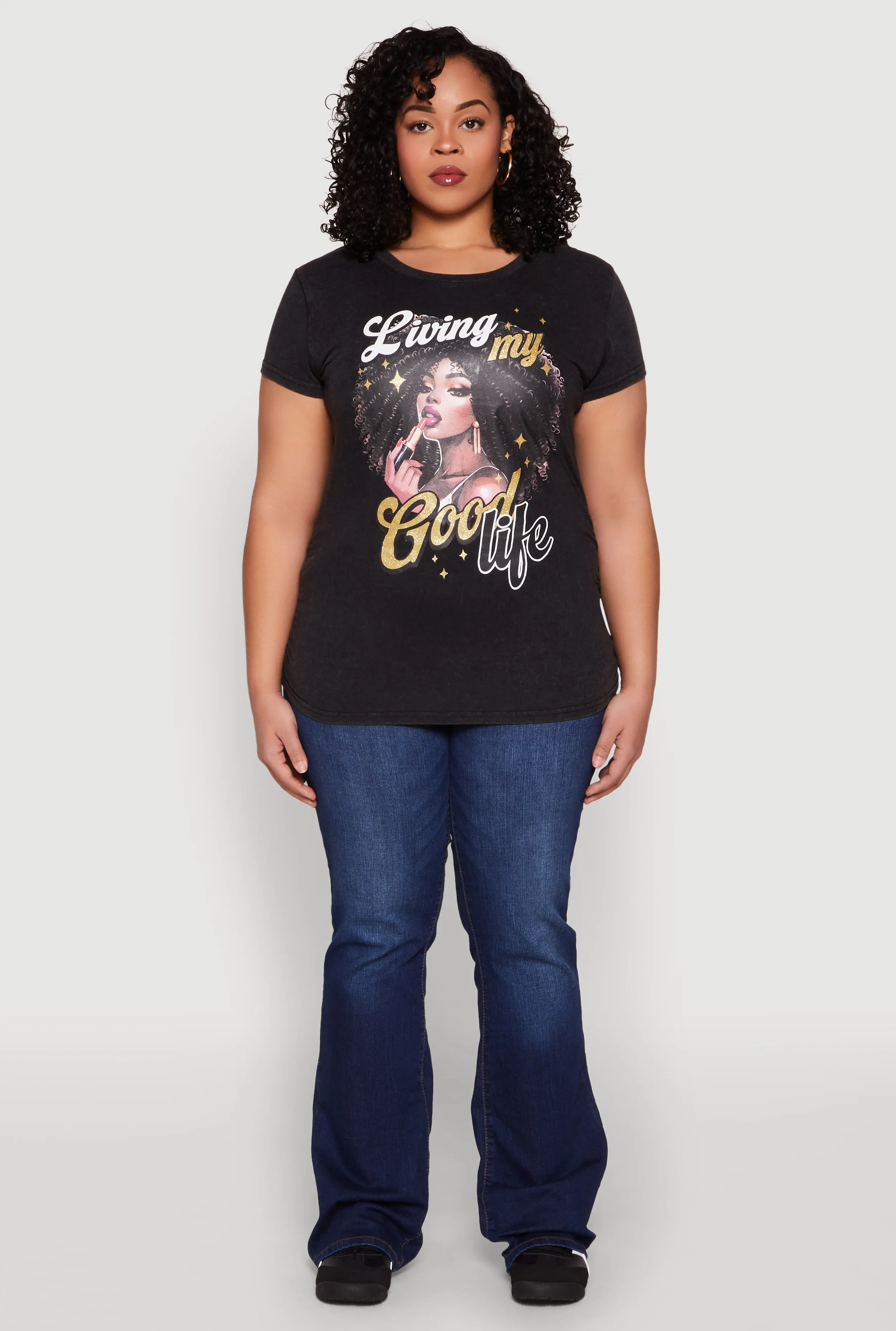 Plus Size Mineral Wash Good Life Graphic Tee sold by Rainbow product image thumbnail 3