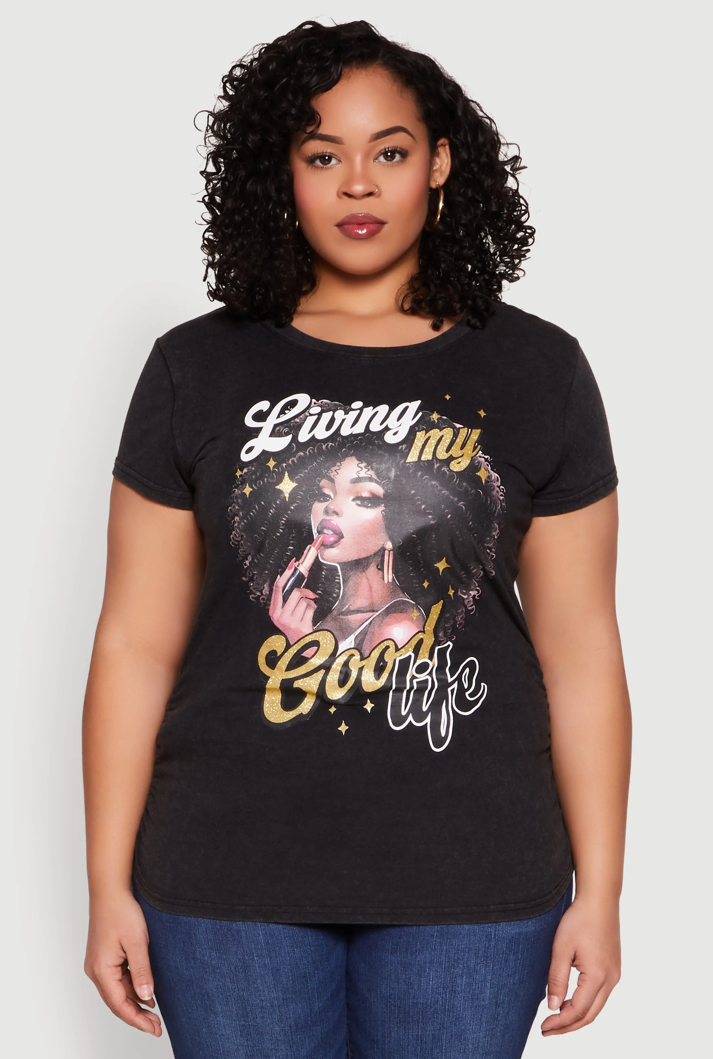 Plus Size Mineral Wash Good Life Graphic Tee sold by Rainbow product image thumbnail 2