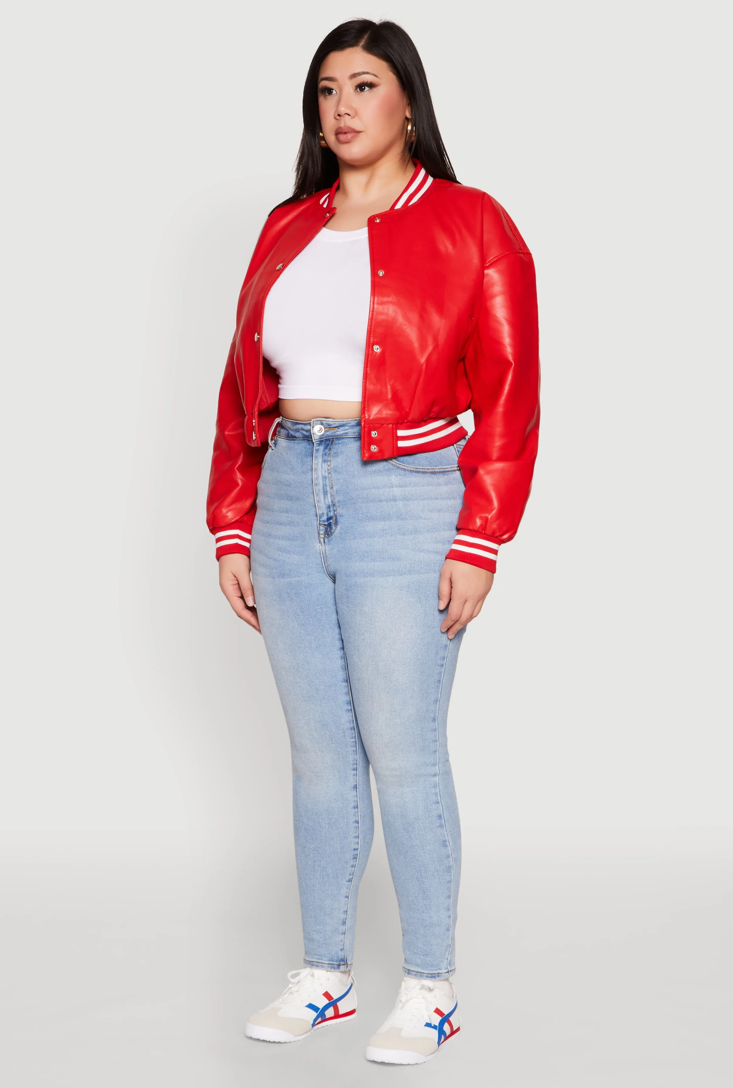 Plus Size Daisy Faux Leather Varsity Jacket sold by Rainbow product image thumbnail 5