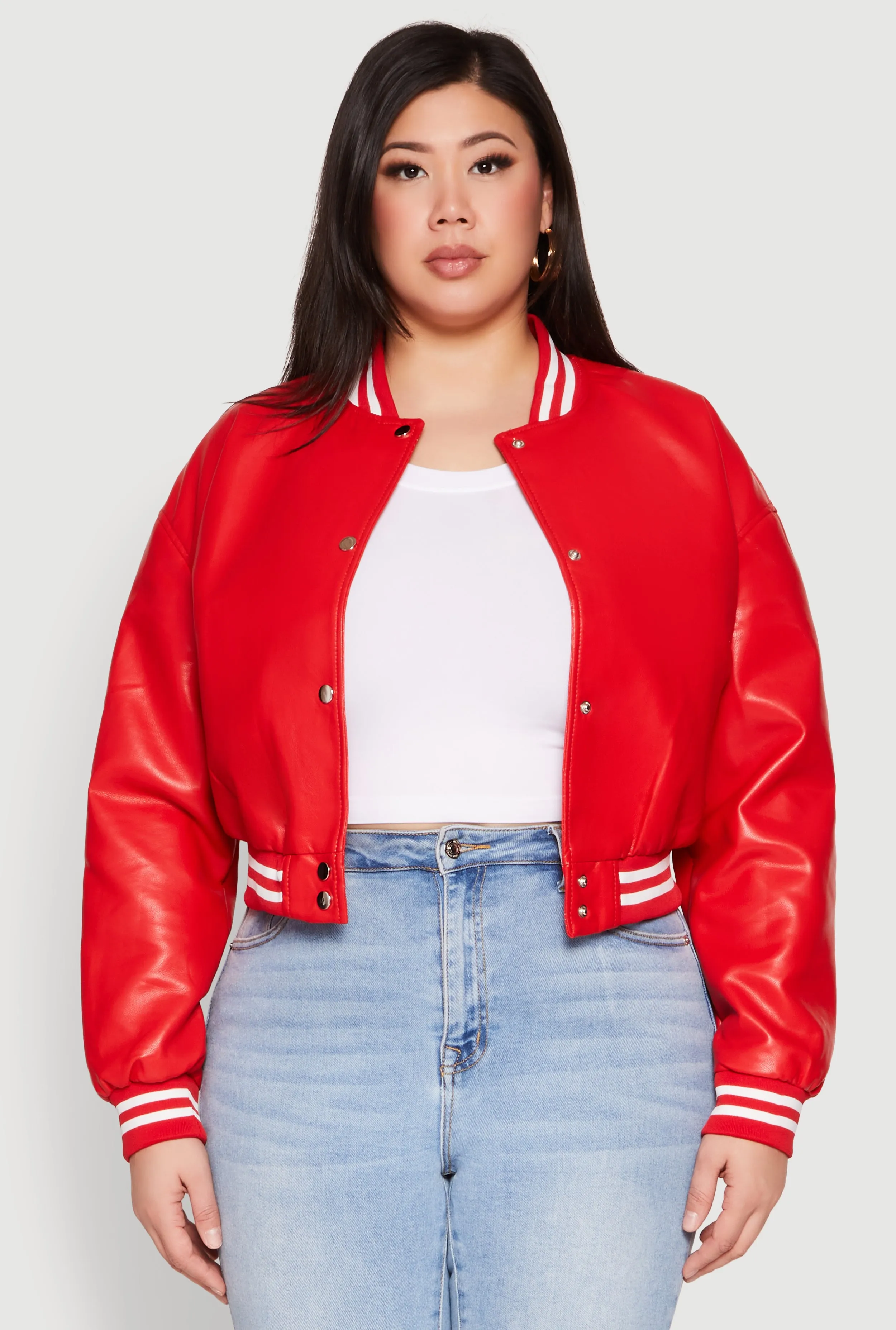 Plus Size Daisy Faux Leather Varsity Jacket sold by Rainbow product image thumbnail 2