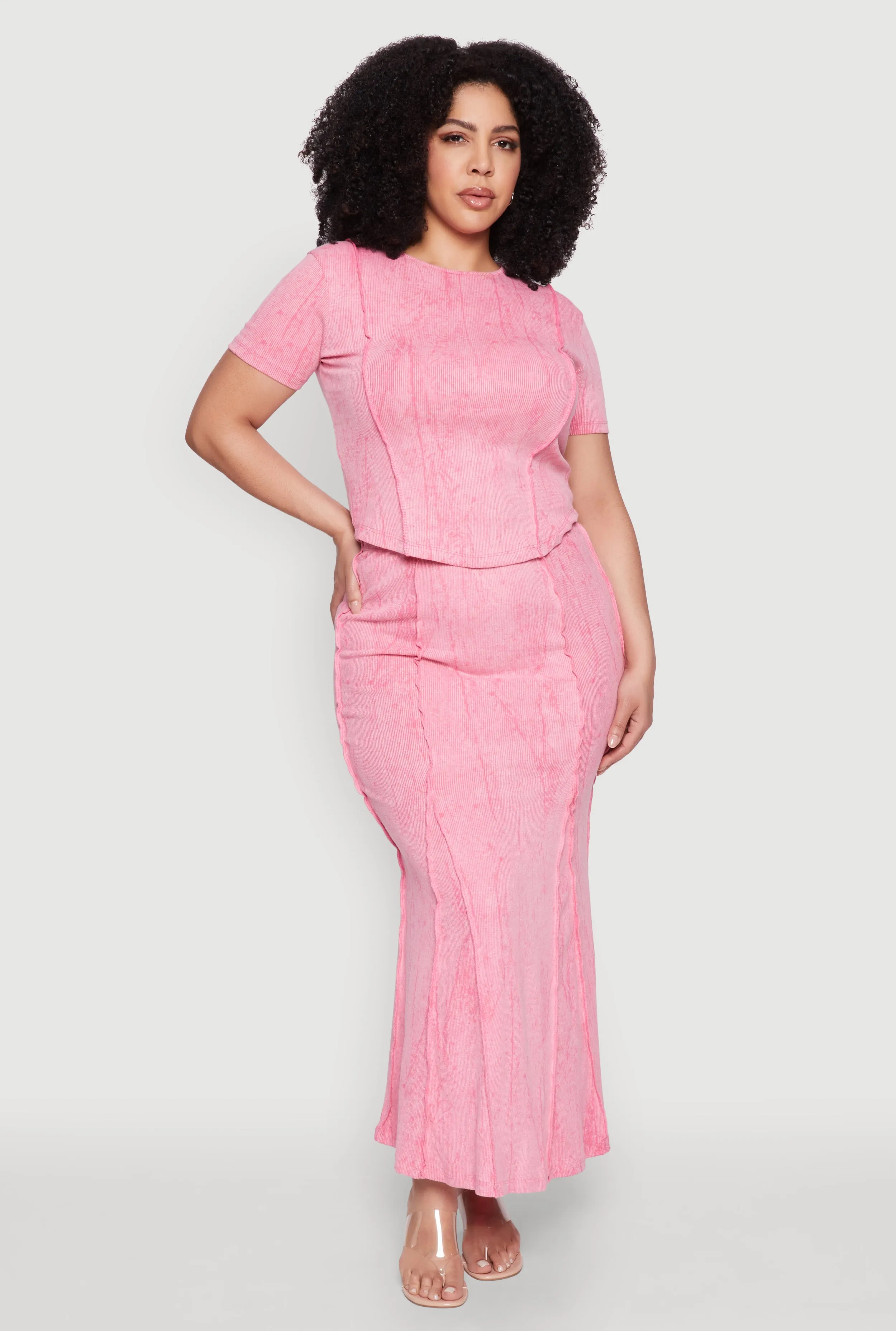 Plus Size Mineral Wash Pintuck Short Sleeve Top sold by Rainbow product image thumbnail 3